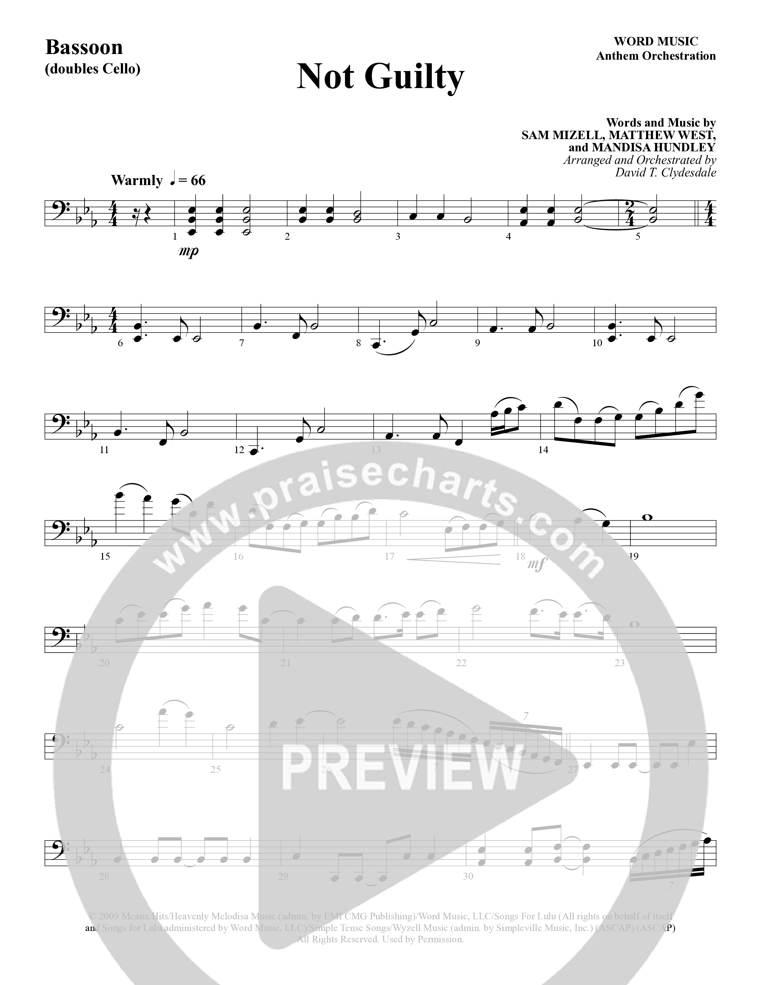 Not Guilty (Choral Anthem SATB) Bassoon (Word Music Choral / Arr. David T. Clydesdale)