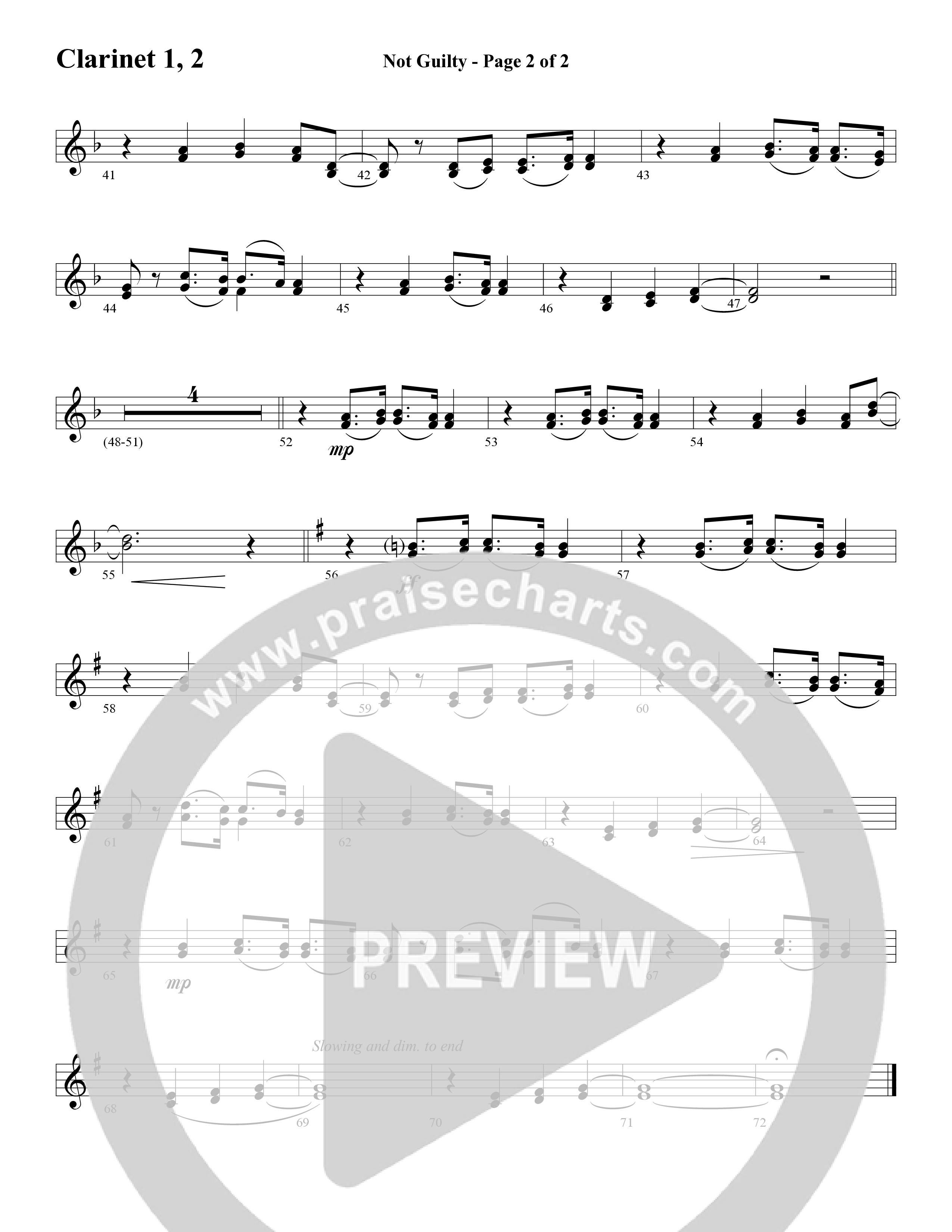 Not Guilty (Choral Anthem SATB) Clarinet (Word Music Choral / Arr. David T. Clydesdale)