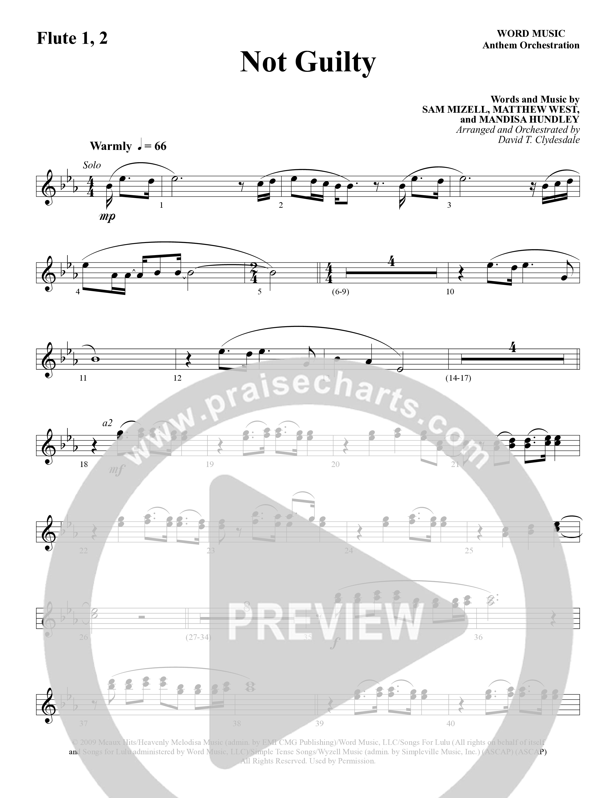 Not Guilty (Choral Anthem SATB) Flute 1/2 (Word Music Choral / Arr. David T. Clydesdale)