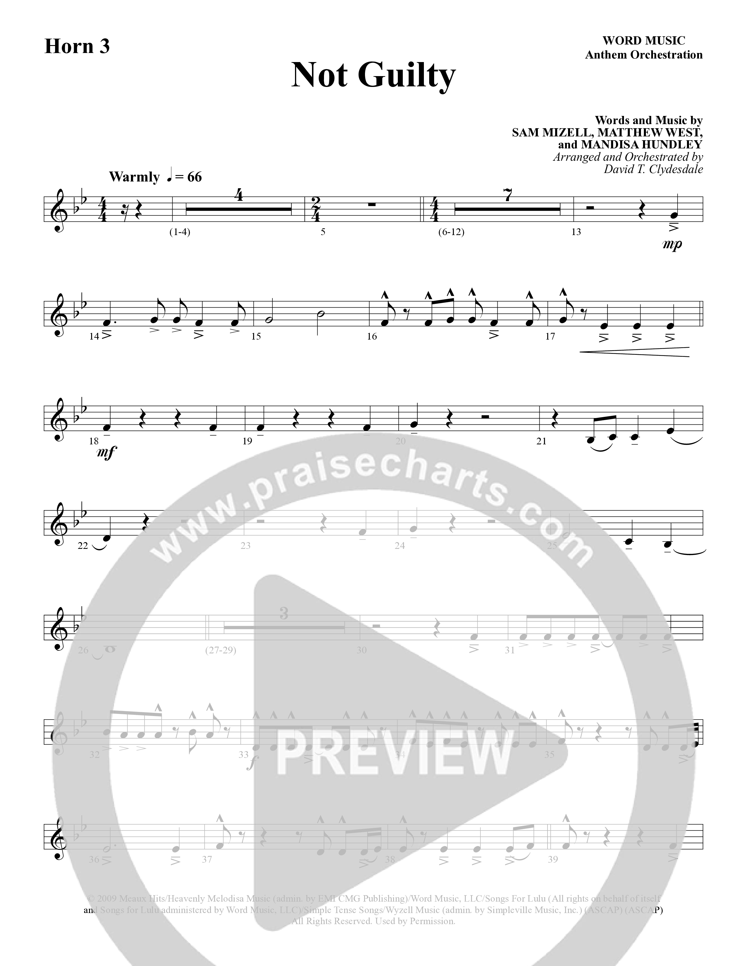 Not Guilty (Choral Anthem SATB) French Horn (Word Music Choral / Arr. David T. Clydesdale)