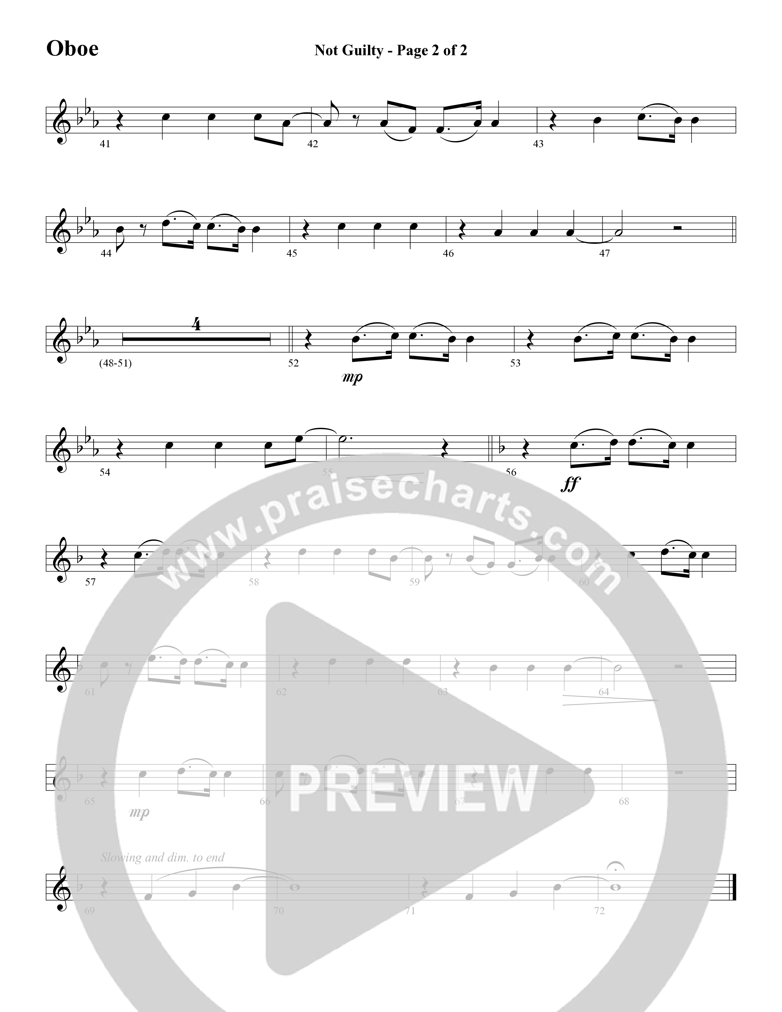 Not Guilty (Choral Anthem SATB) Oboe (Word Music Choral / Arr. David T. Clydesdale)