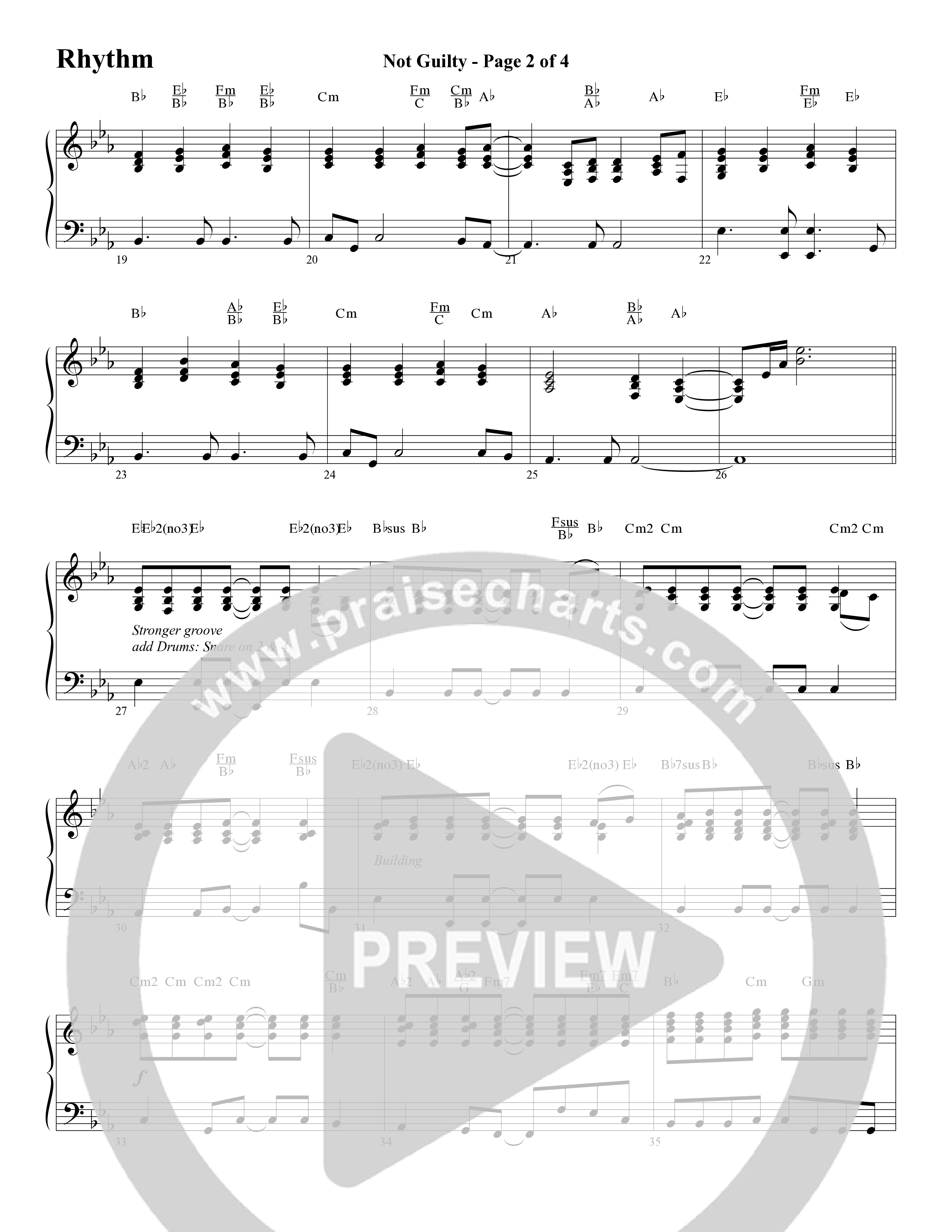Not Guilty (Choral Anthem SATB) Rhythm Chart (Word Music Choral / Arr. David T. Clydesdale)