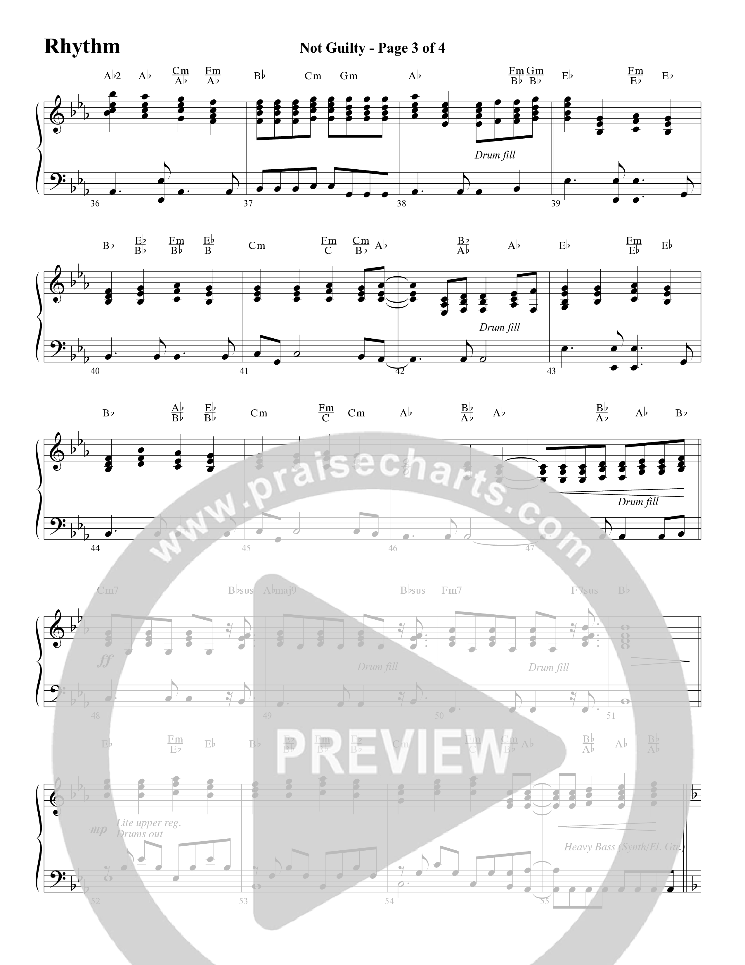 Not Guilty (Choral Anthem SATB) Rhythm Chart (Word Music Choral / Arr. David T. Clydesdale)