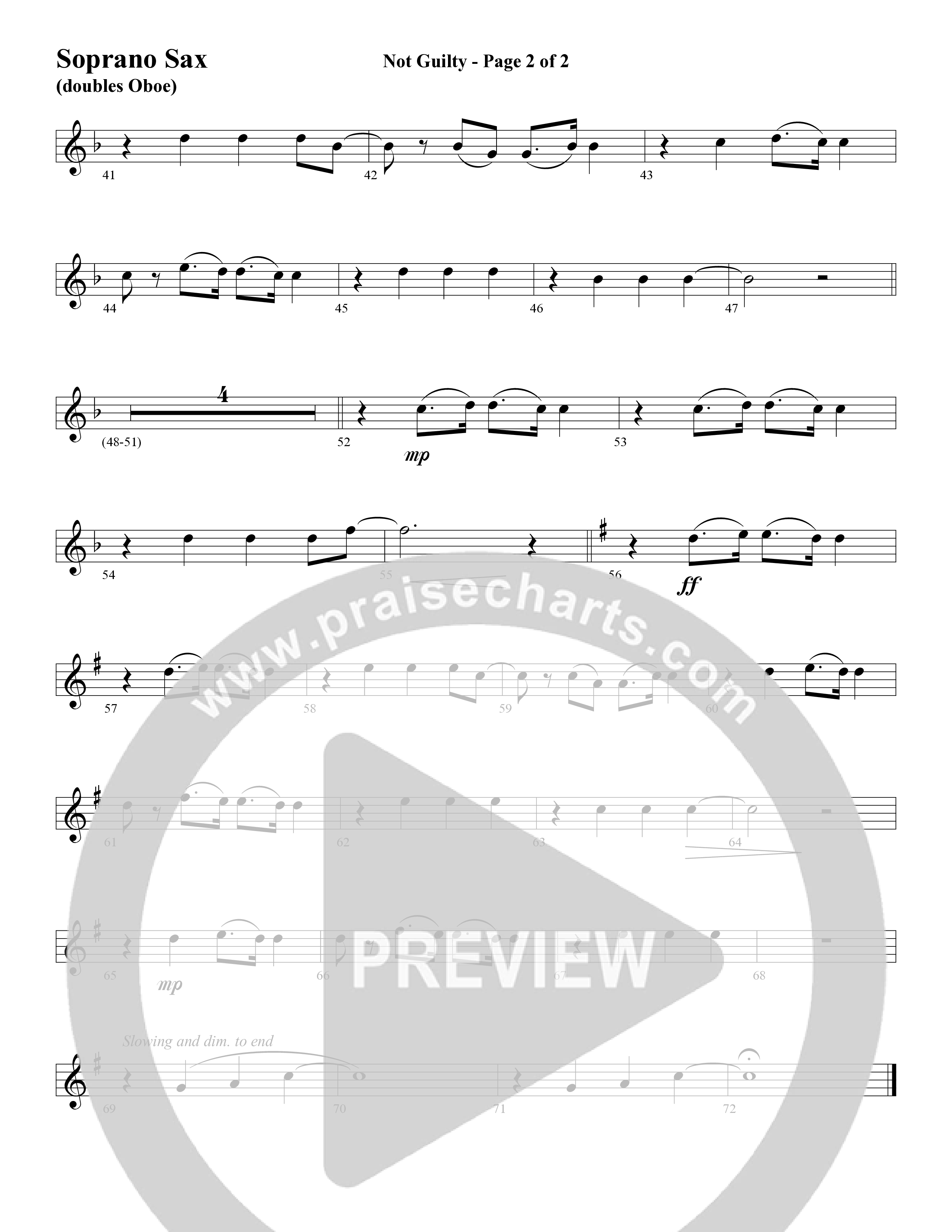 Not Guilty (Choral Anthem SATB) Soprano Sax (Word Music Choral / Arr. David T. Clydesdale)