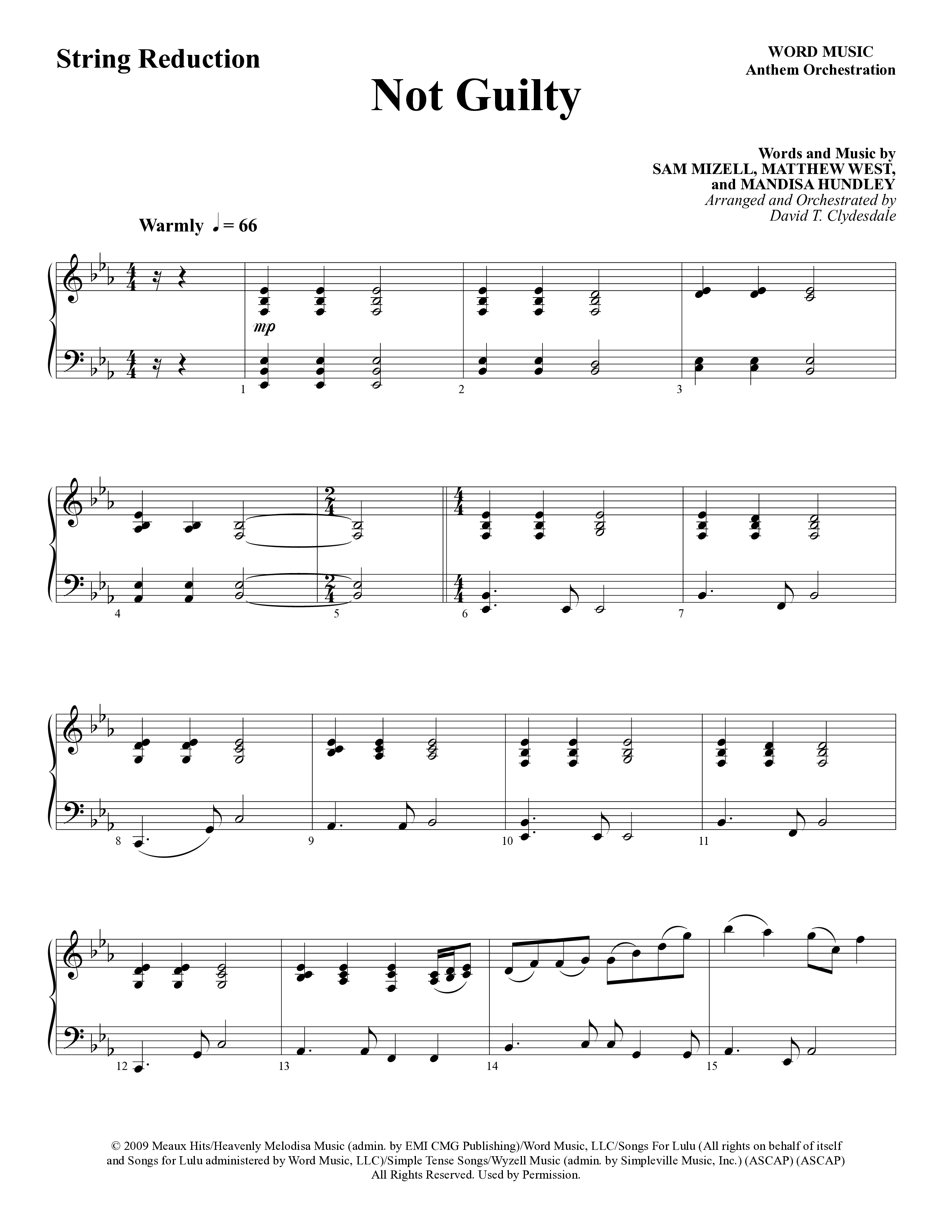 Not Guilty (Choral Anthem SATB) String Reduction (Word Music Choral / Arr. David T. Clydesdale)