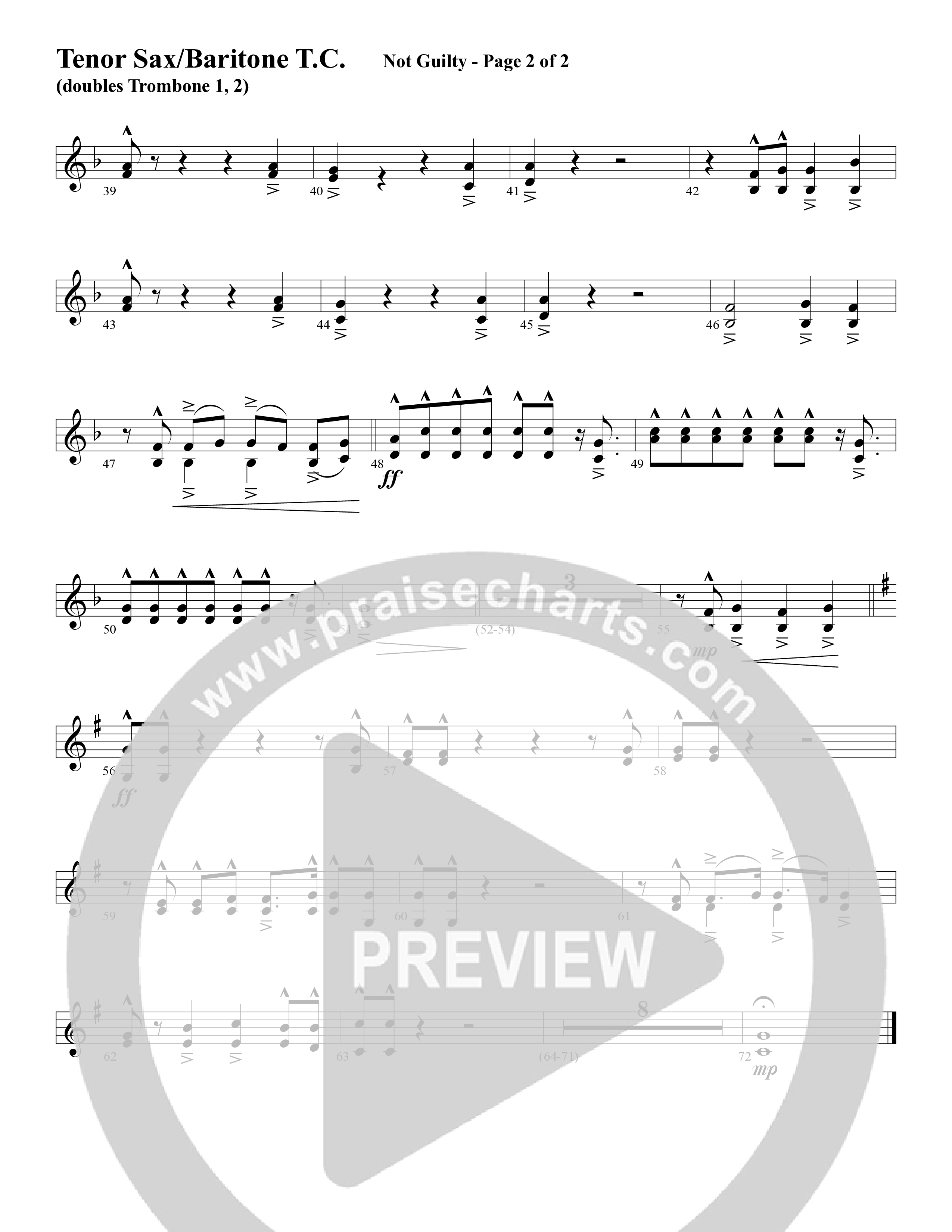 Not Guilty (Choral Anthem SATB) Tenor Sax/Baritone T.C. (Word Music Choral / Arr. David T. Clydesdale)