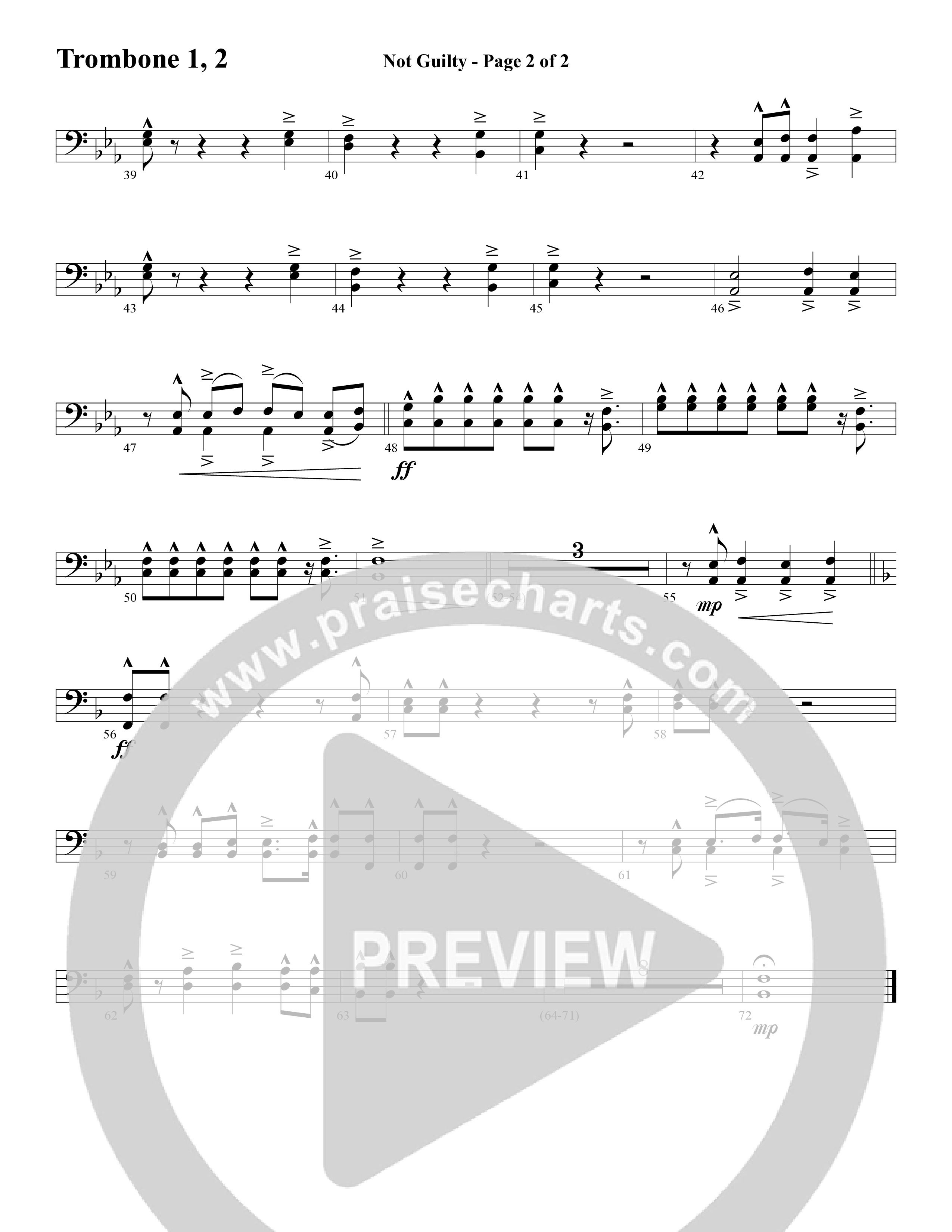 Not Guilty (Choral Anthem SATB) Trombone 1/2 (Word Music Choral / Arr. David T. Clydesdale)