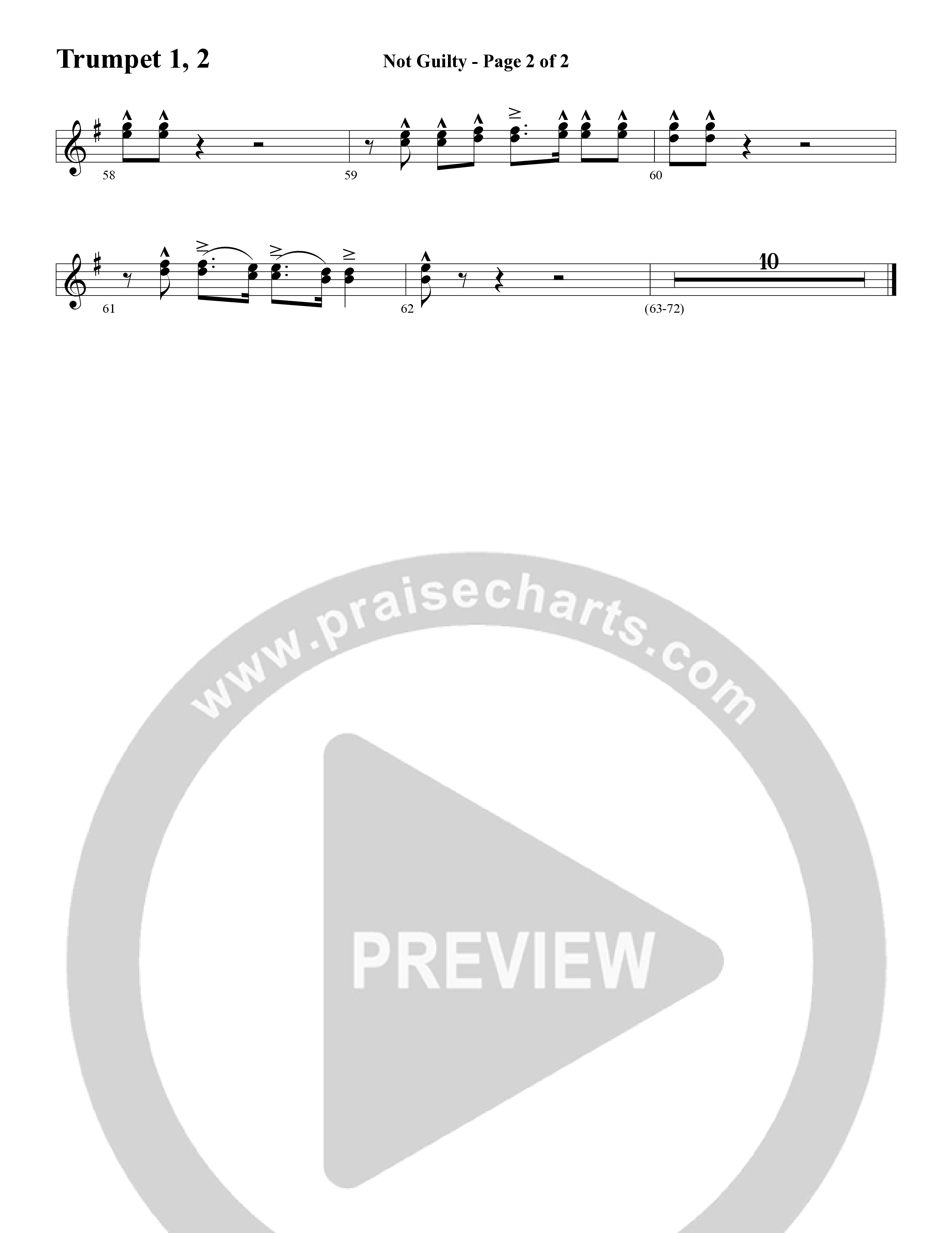 Not Guilty (Choral Anthem SATB) Trumpet 1,2 (Word Music Choral / Arr. David T. Clydesdale)