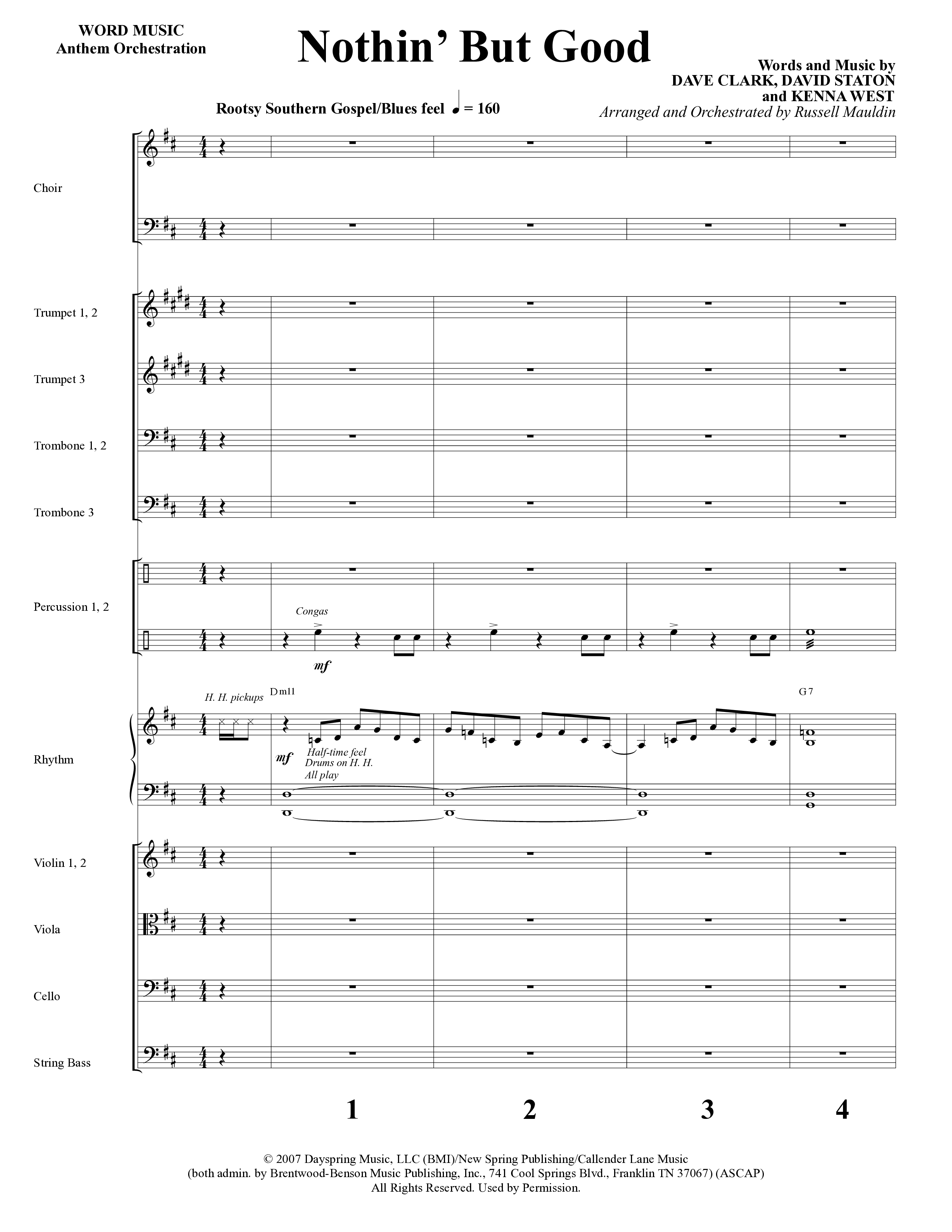 Nothin’ But Good (Choral Anthem SATB) Orchestration (Word Music Choral / Arr. Russell Mauldin)