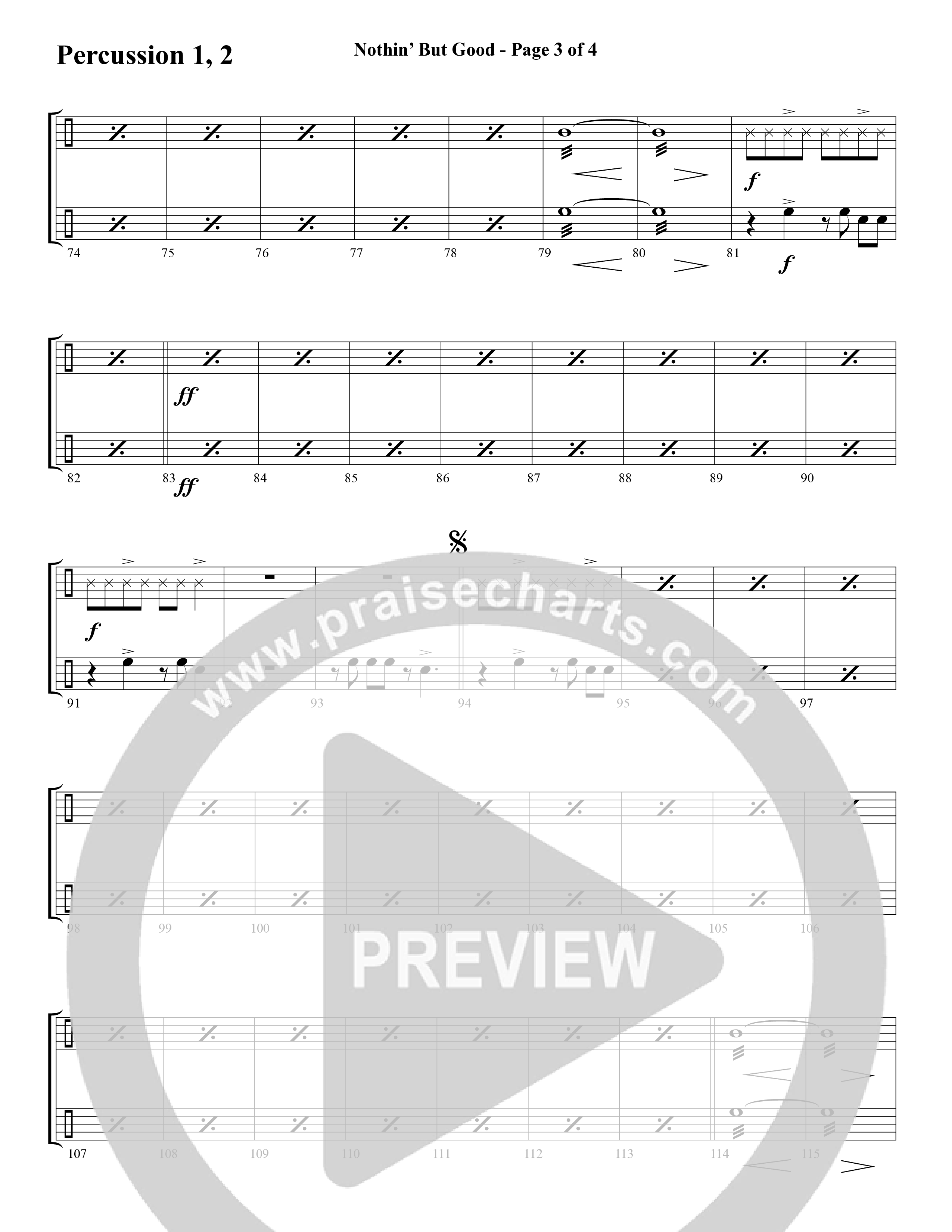Nothin’ But Good (Choral Anthem SATB) Percussion 1/2 (Word Music Choral / Arr. Russell Mauldin)