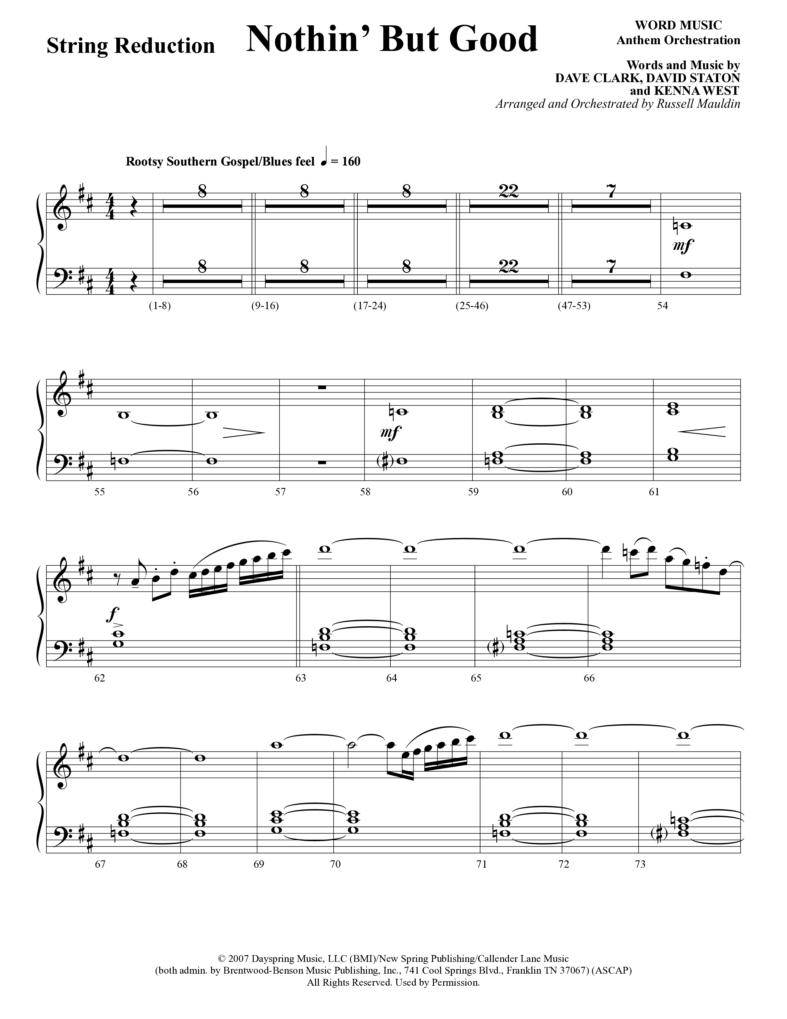 Nothin’ But Good (Choral Anthem SATB) String Reduction (Word Music Choral / Arr. Russell Mauldin)