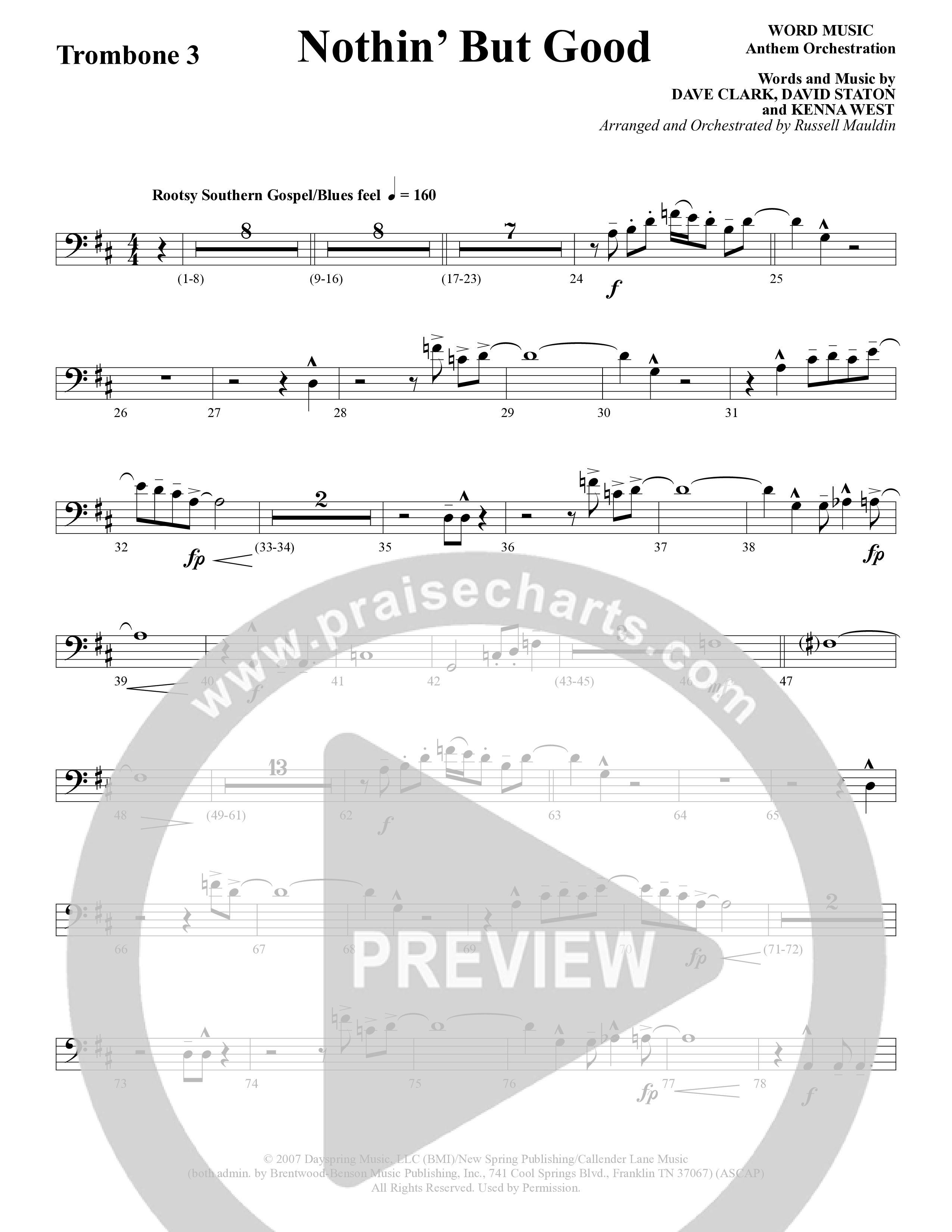 Nothin’ But Good (Choral Anthem SATB) Trombone 3 (Word Music Choral / Arr. Russell Mauldin)