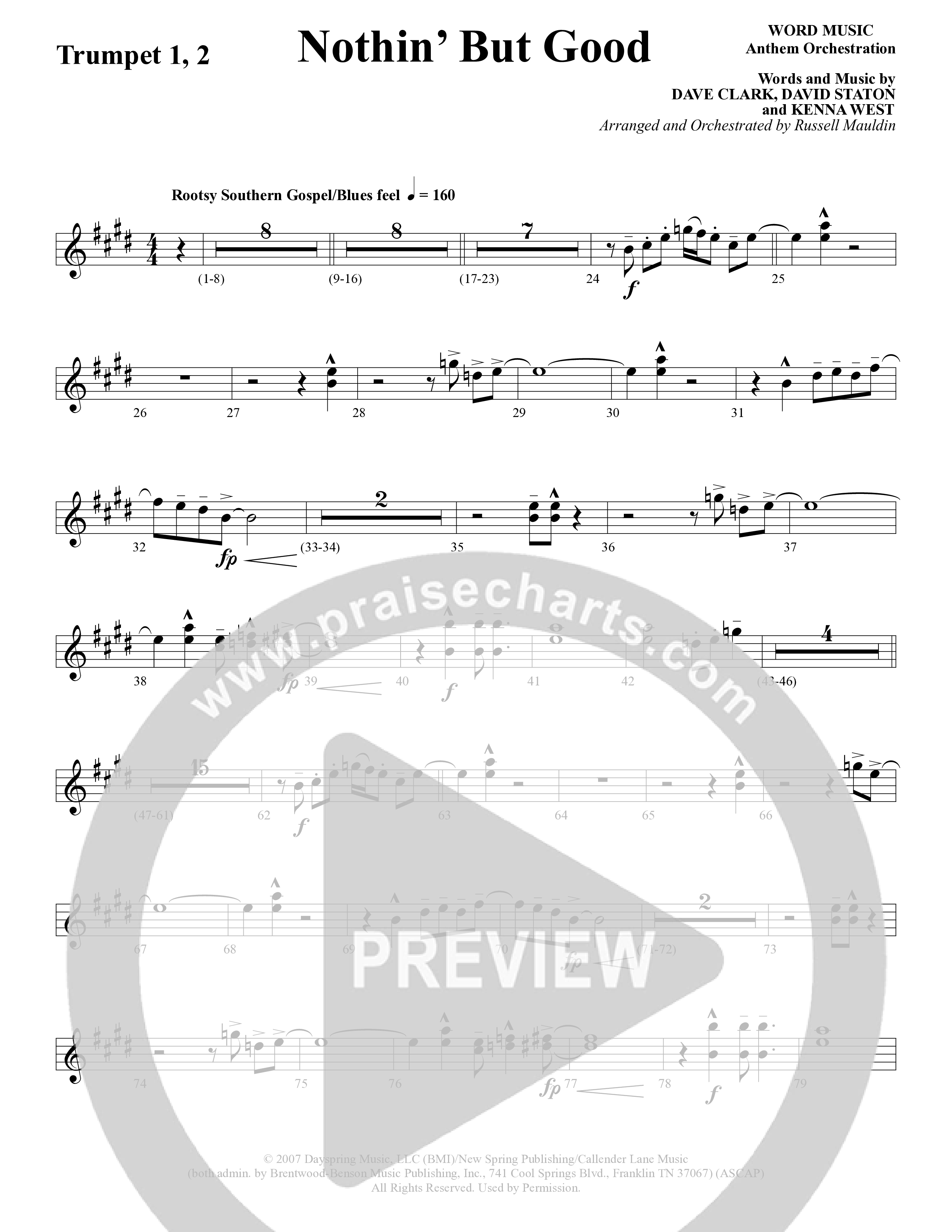 Nothin’ But Good (Choral Anthem SATB) Trumpet 1,2 (Word Music Choral / Arr. Russell Mauldin)