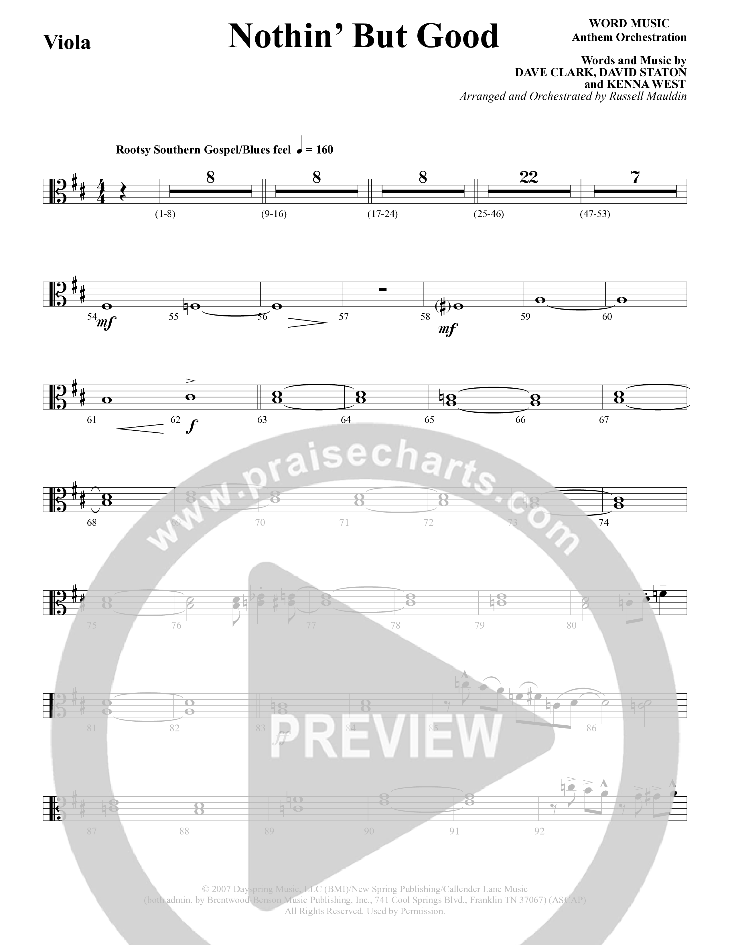 Nothin’ But Good (Choral Anthem SATB) Viola (Word Music Choral / Arr. Russell Mauldin)