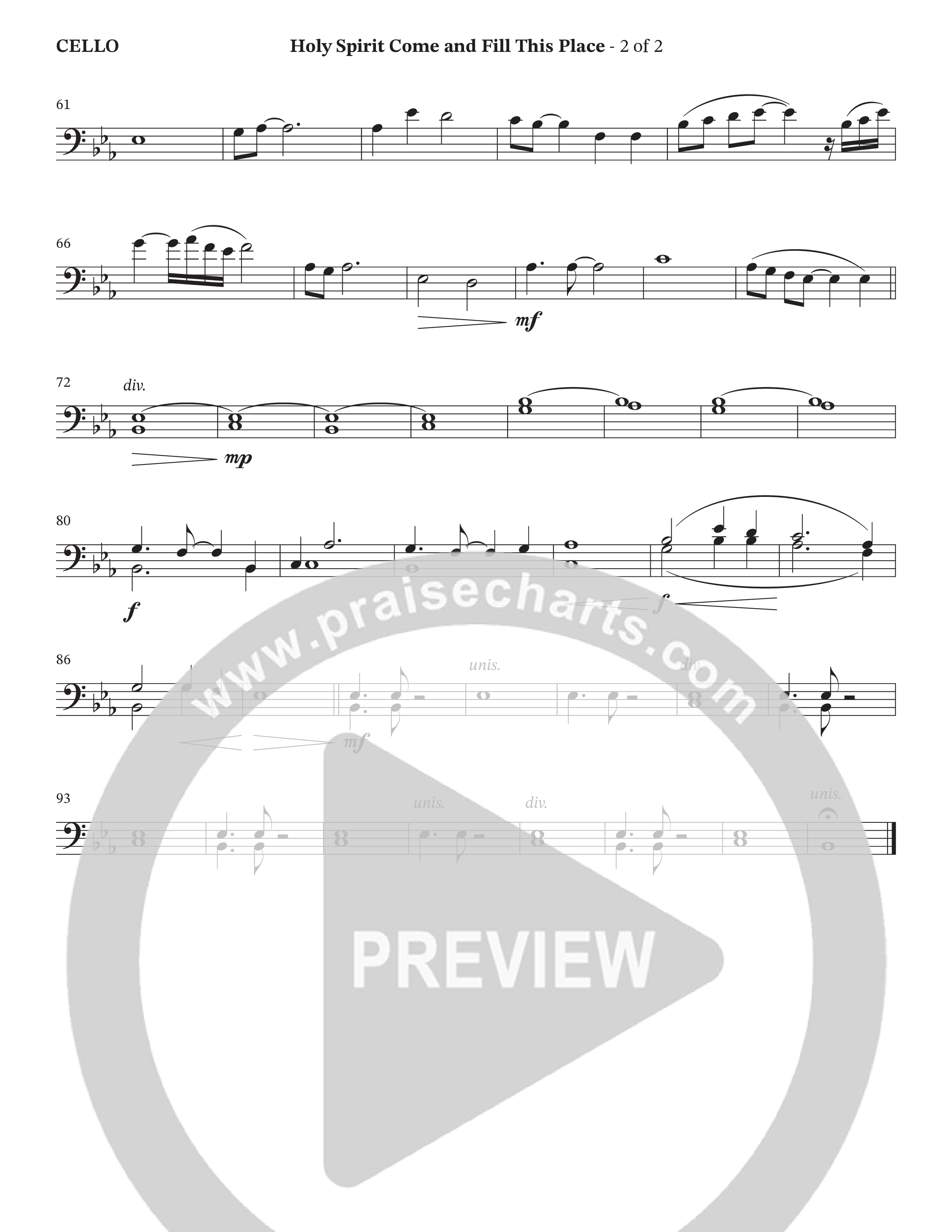Holy Spirit Come And Fill This Place (Choral Anthem SATB) Cello (Cana's Voice / Arr. Wayne Haun)
