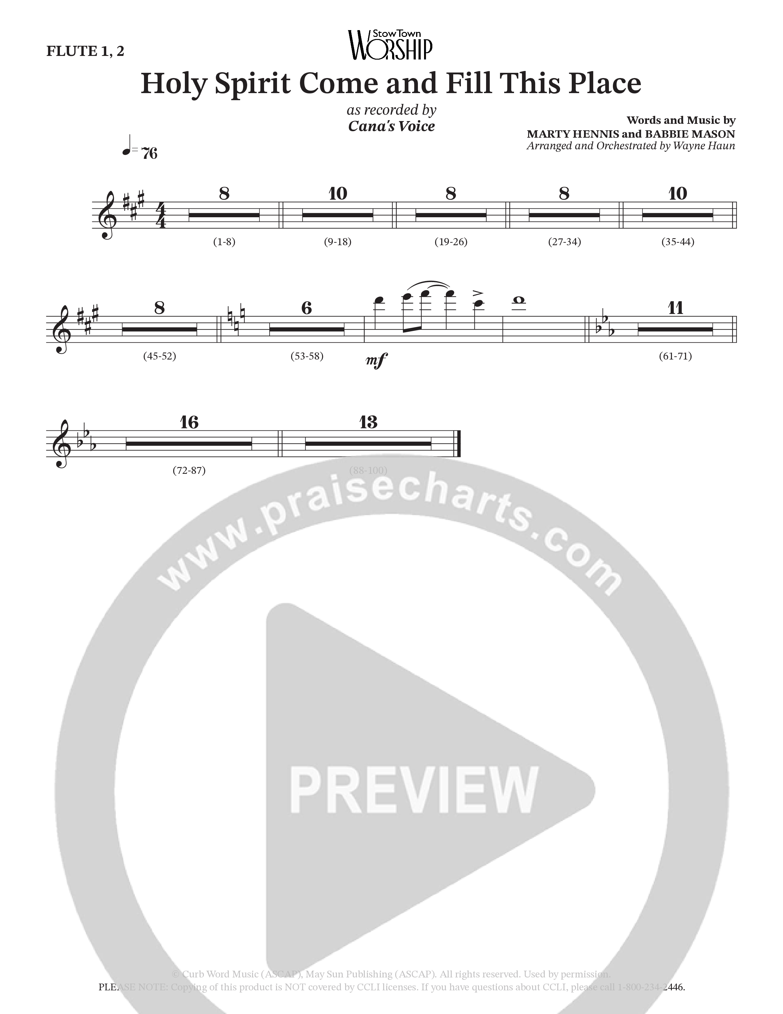 Holy Spirit Come And Fill This Place (Choral Anthem SATB) Wind Pack (Cana's Voice / Arr. Wayne Haun)