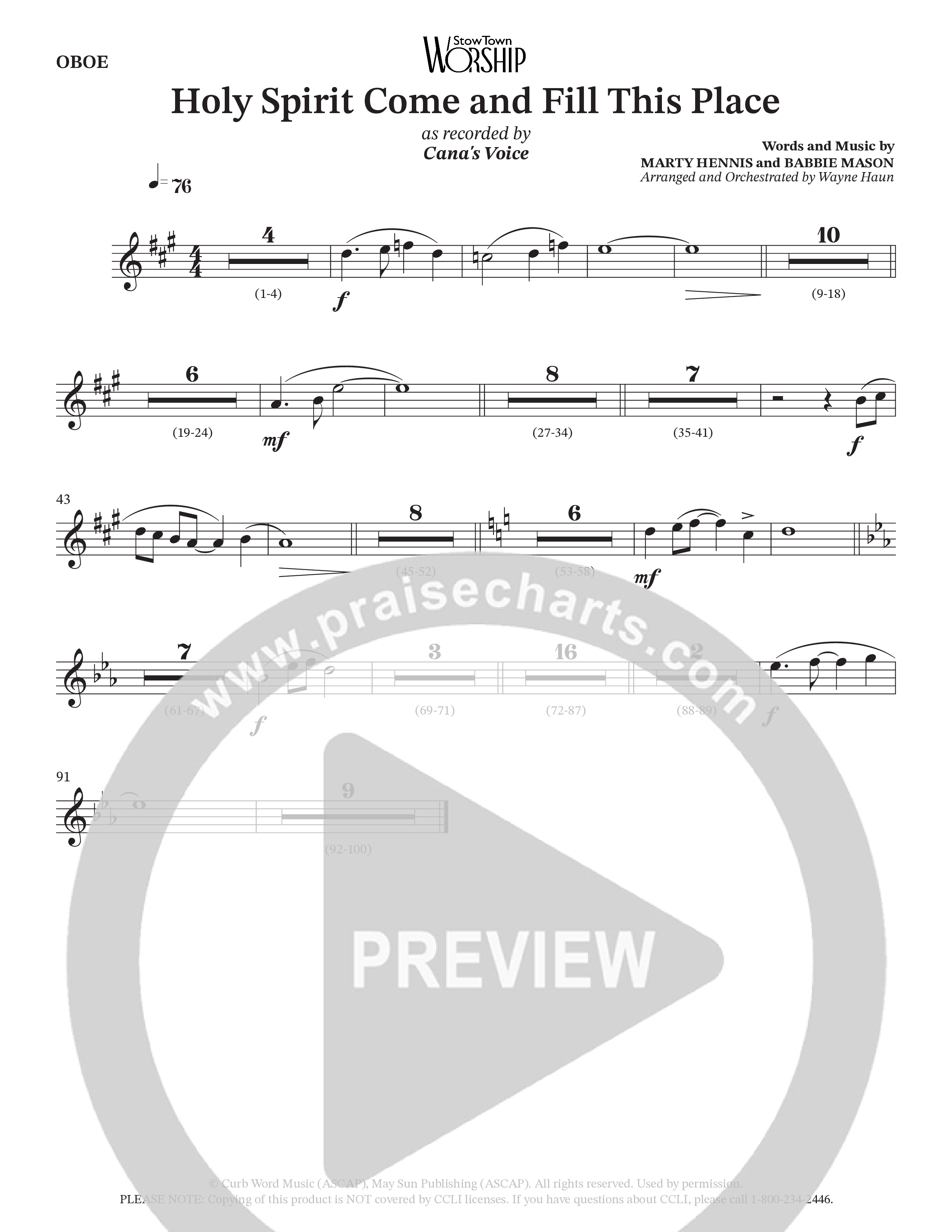 Holy Spirit Come And Fill This Place (Choral Anthem SATB) Wind Pack (Cana's Voice / Arr. Wayne Haun)