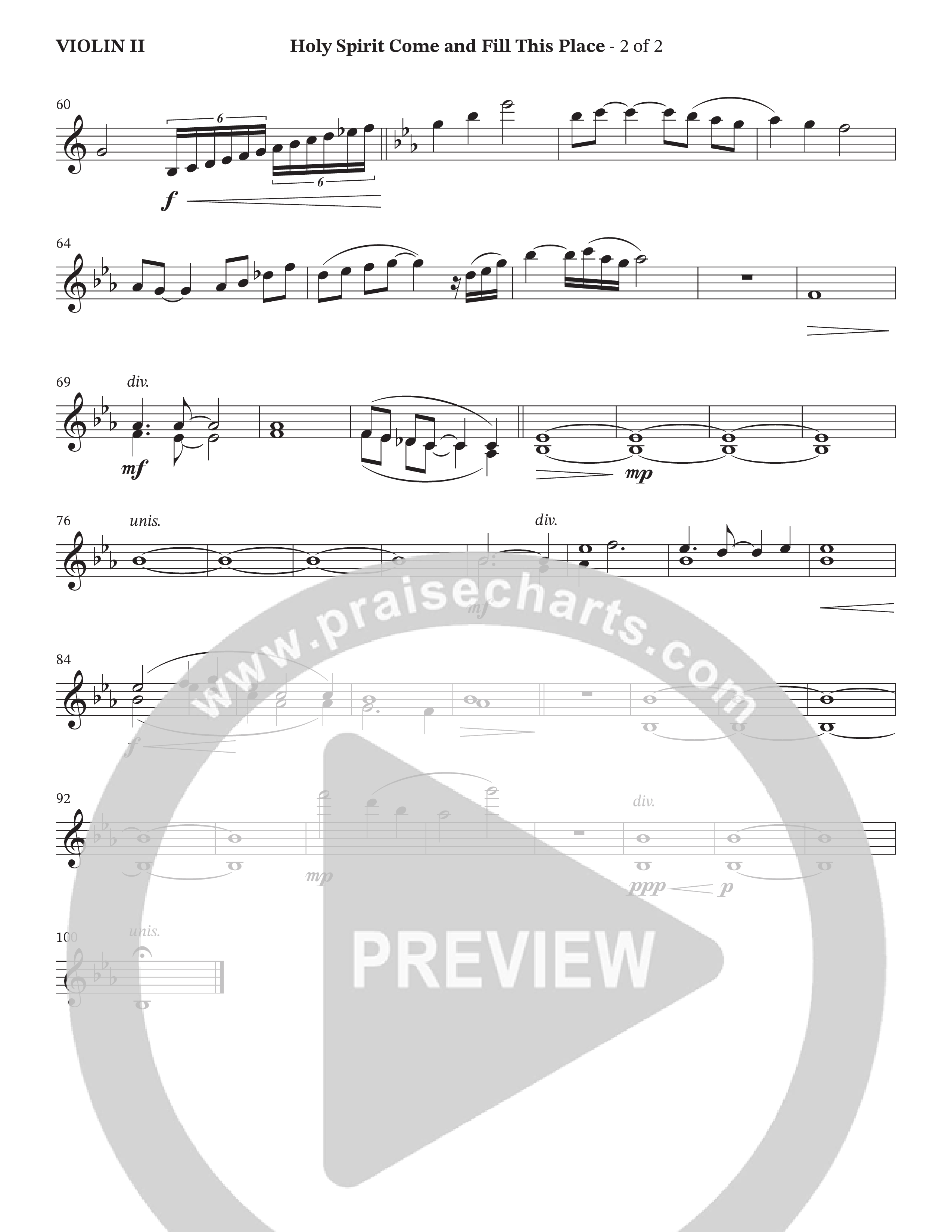 Holy Spirit Come And Fill This Place (Choral Anthem SATB) Violin 2 (Cana's Voice / Arr. Wayne Haun)