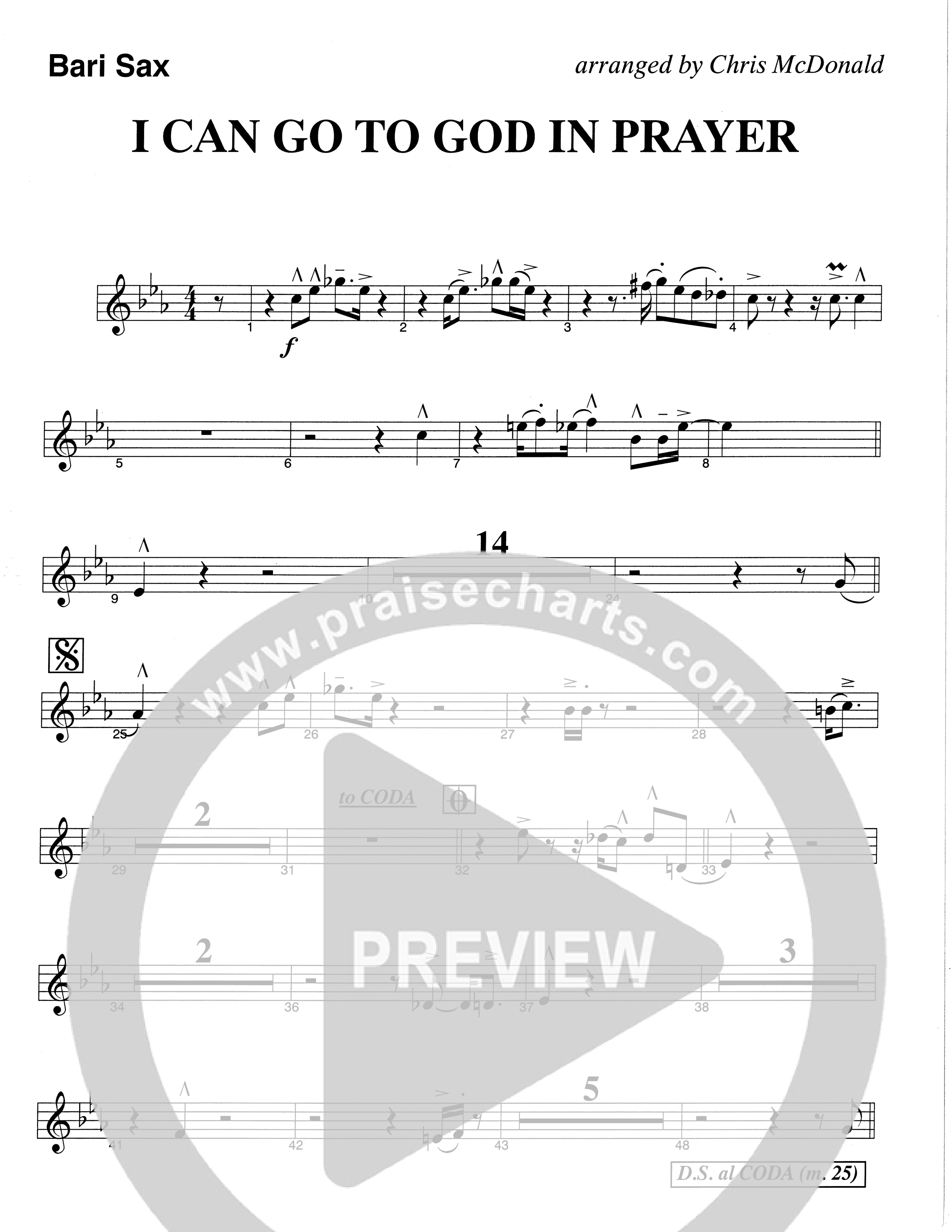 I Can Go To God In Prayer (Choral Anthem SATB) Bari Sax (The Brooklyn Tabernacle Choir / Arr. Carol Cymbala)