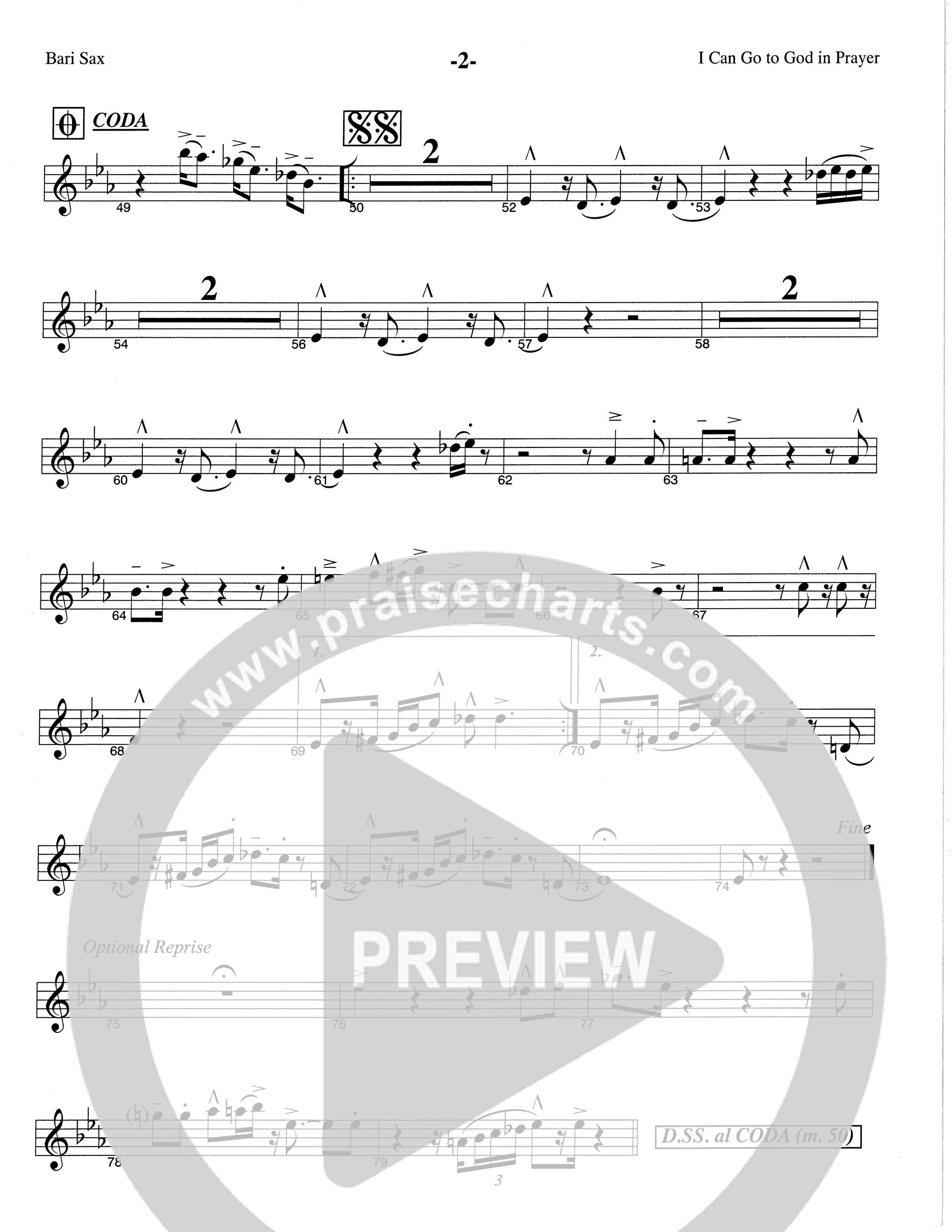 I Can Go To God In Prayer (Choral Anthem SATB) Bari Sax (The Brooklyn Tabernacle Choir / Arr. Carol Cymbala)