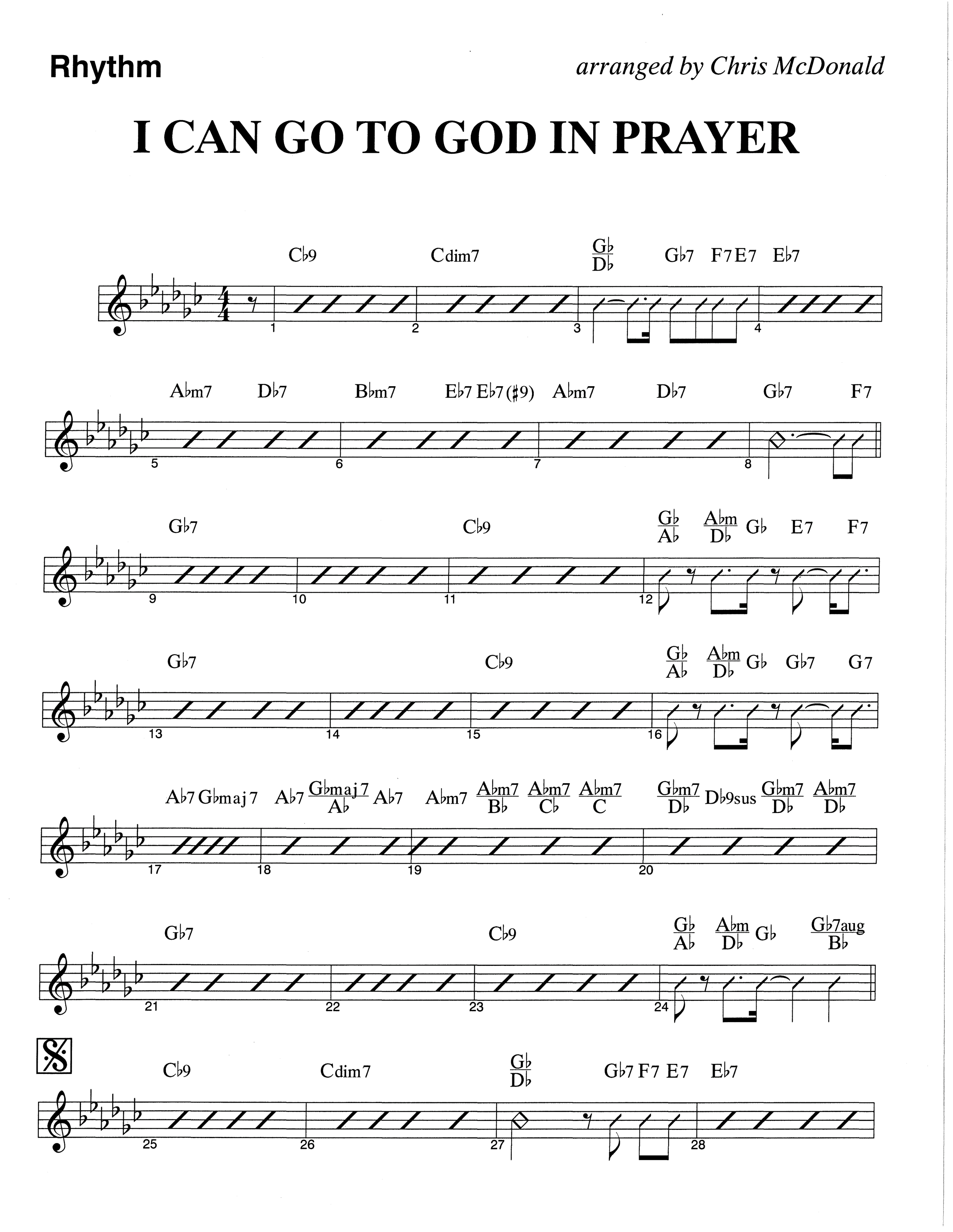 I Can Go To God In Prayer (Choral Anthem SATB) Rhythm Chart (The Brooklyn Tabernacle Choir / Arr. Carol Cymbala)