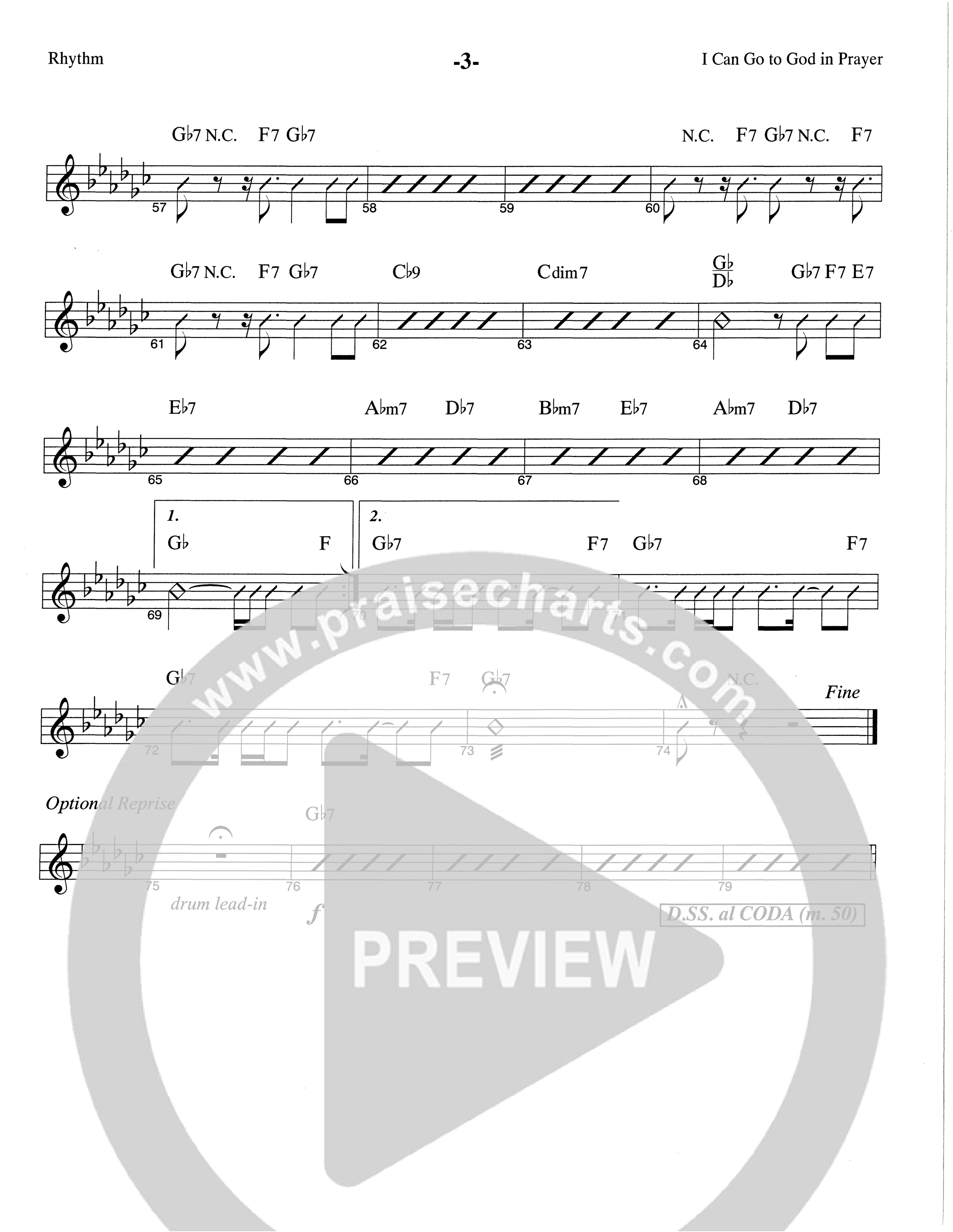 I Can Go To God In Prayer (Choral Anthem SATB) Rhythm Chart (The Brooklyn Tabernacle Choir / Arr. Carol Cymbala)