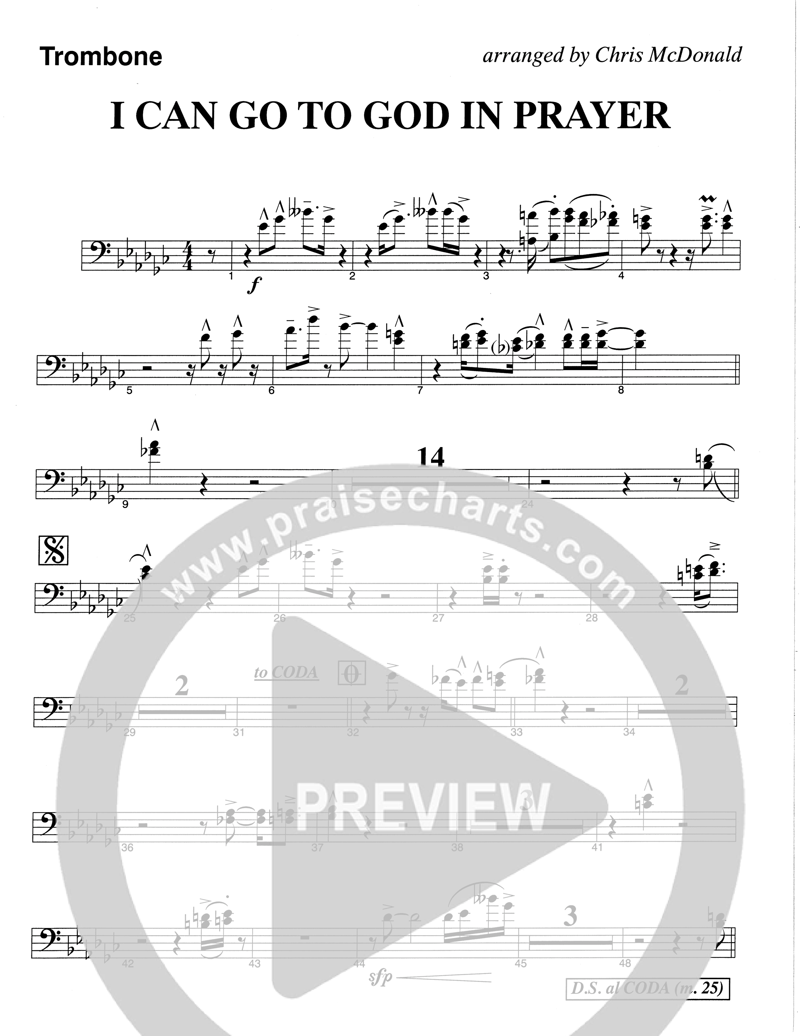 I Can Go To God In Prayer (Choral Anthem SATB) Trombone (The Brooklyn Tabernacle Choir / Arr. Carol Cymbala)