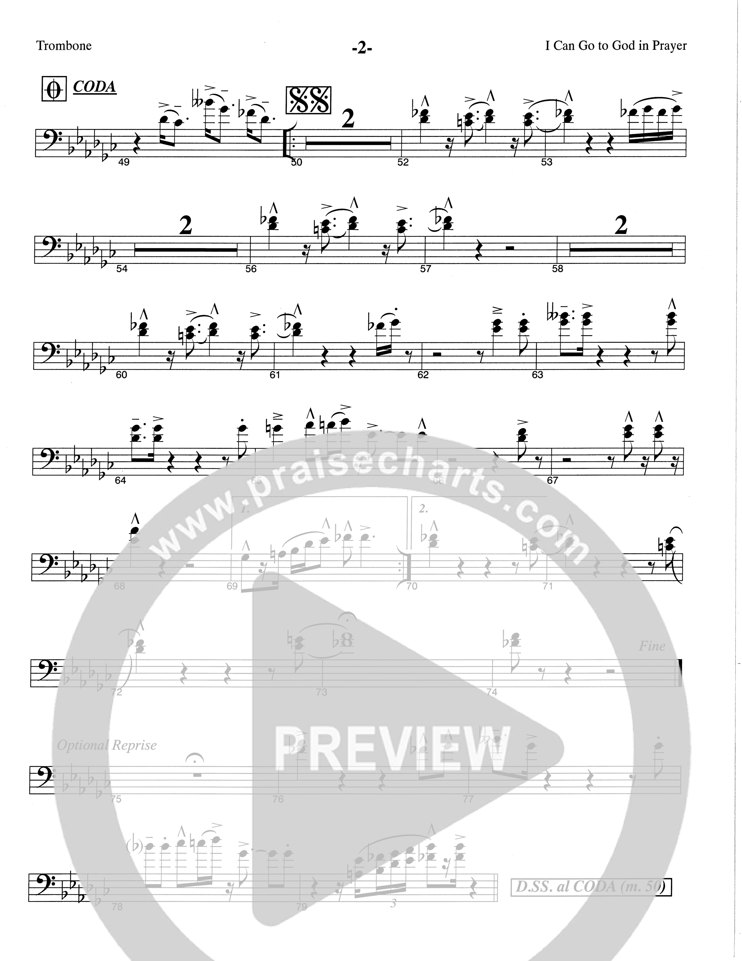 I Can Go To God In Prayer (Choral Anthem SATB) Trombone (The Brooklyn Tabernacle Choir / Arr. Carol Cymbala)