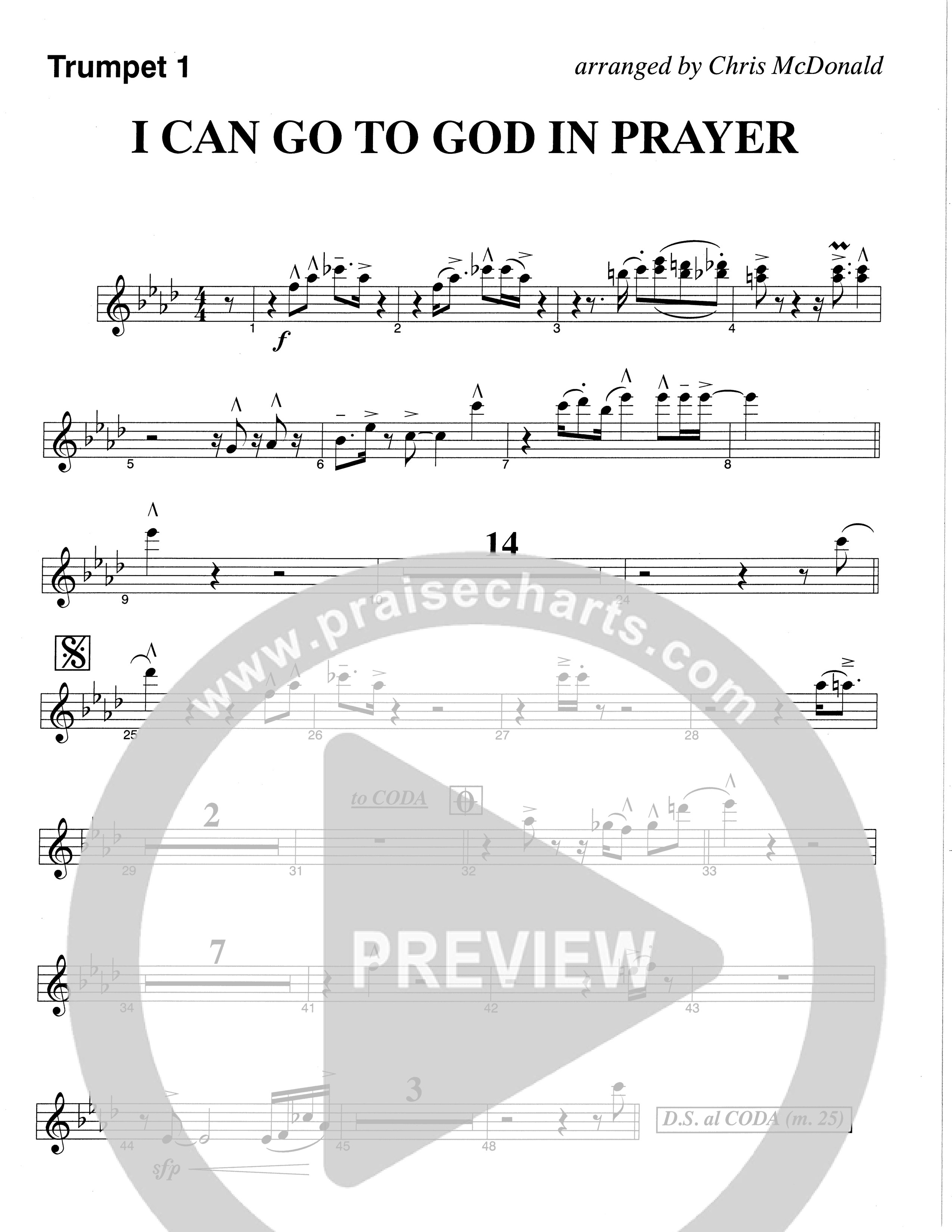 I Can Go To God In Prayer (Choral Anthem SATB) Trumpet 1 (The Brooklyn Tabernacle Choir / Arr. Carol Cymbala)