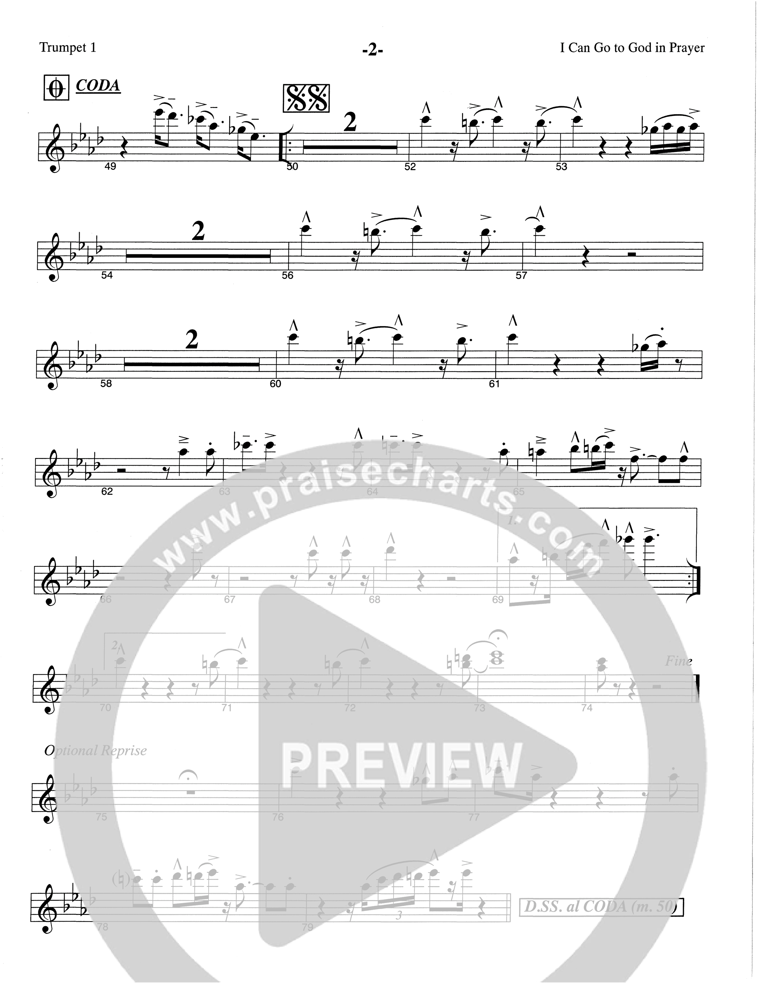 I Can Go To God In Prayer (Choral Anthem SATB) Trumpet 1 (The Brooklyn Tabernacle Choir / Arr. Carol Cymbala)