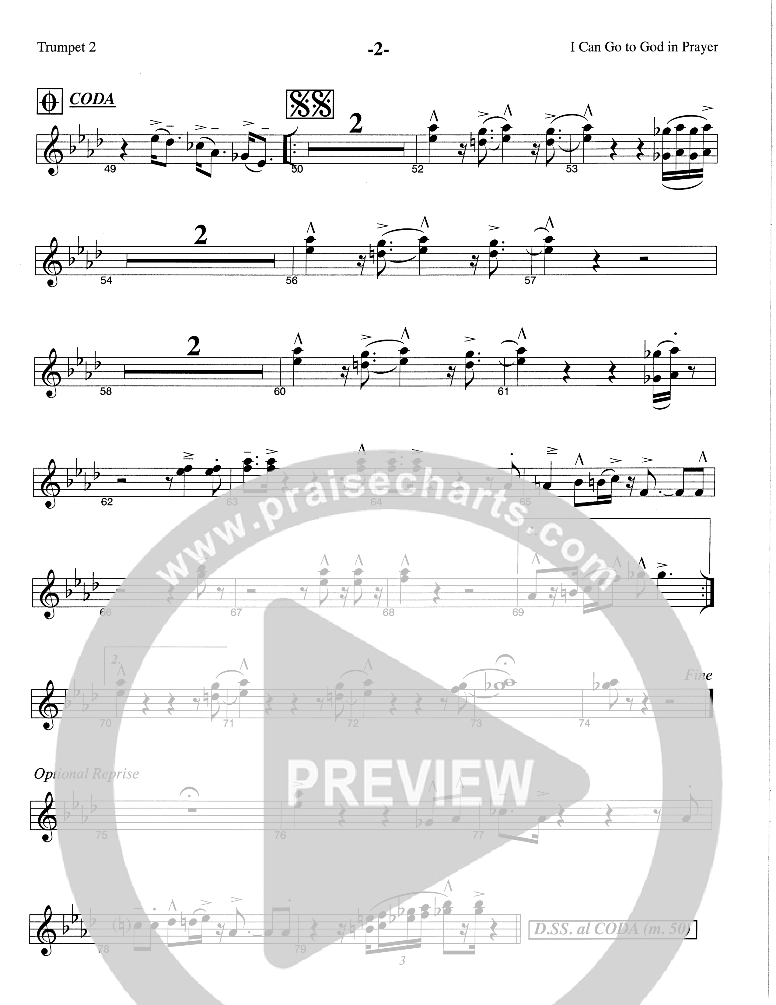 I Can Go To God In Prayer (Choral Anthem SATB) Trumpet 2 (The Brooklyn Tabernacle Choir / Arr. Carol Cymbala)