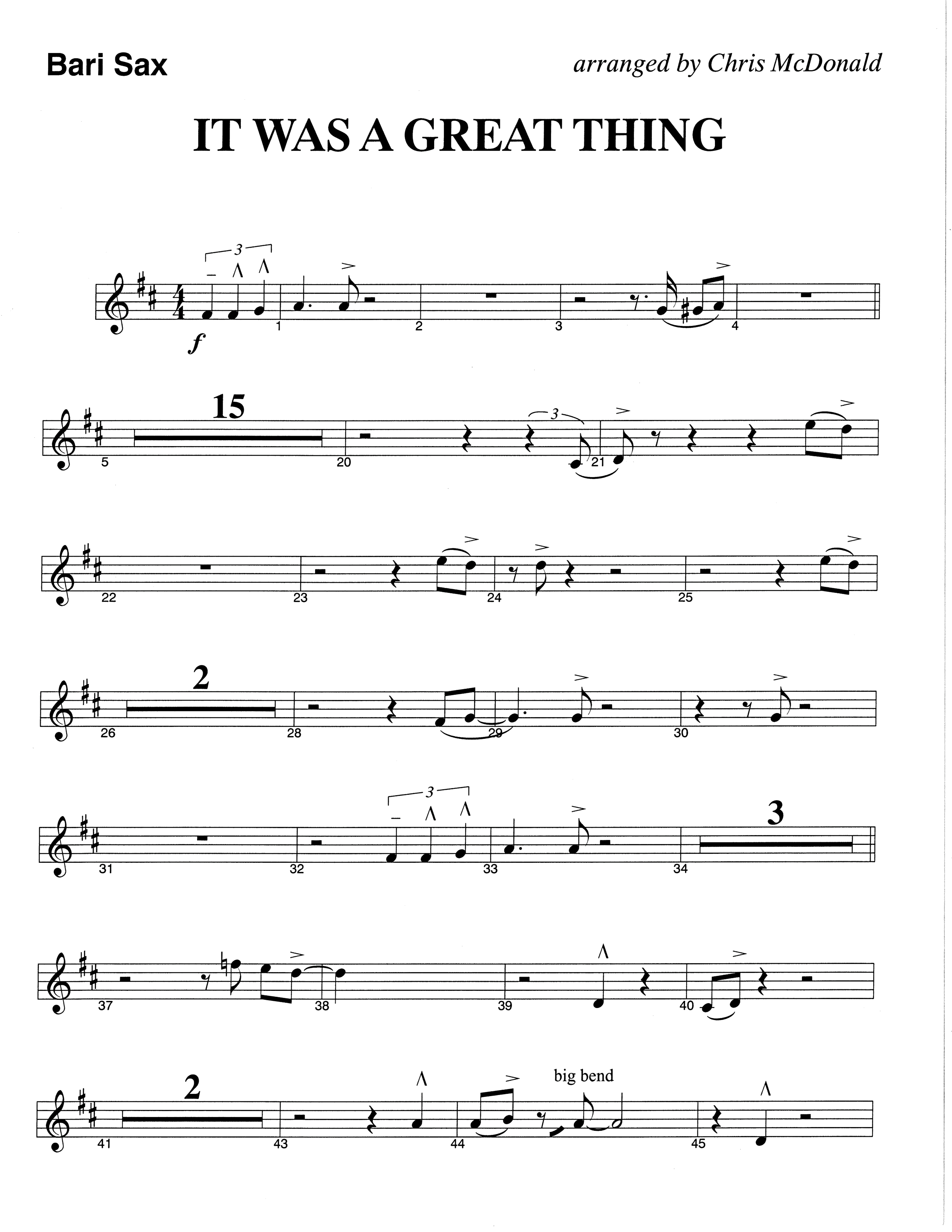 It Was A Great Thing (Choral Anthem SATB) Bari Sax (The Brooklyn Tabernacle Choir / Arr. Carol Cymbala)