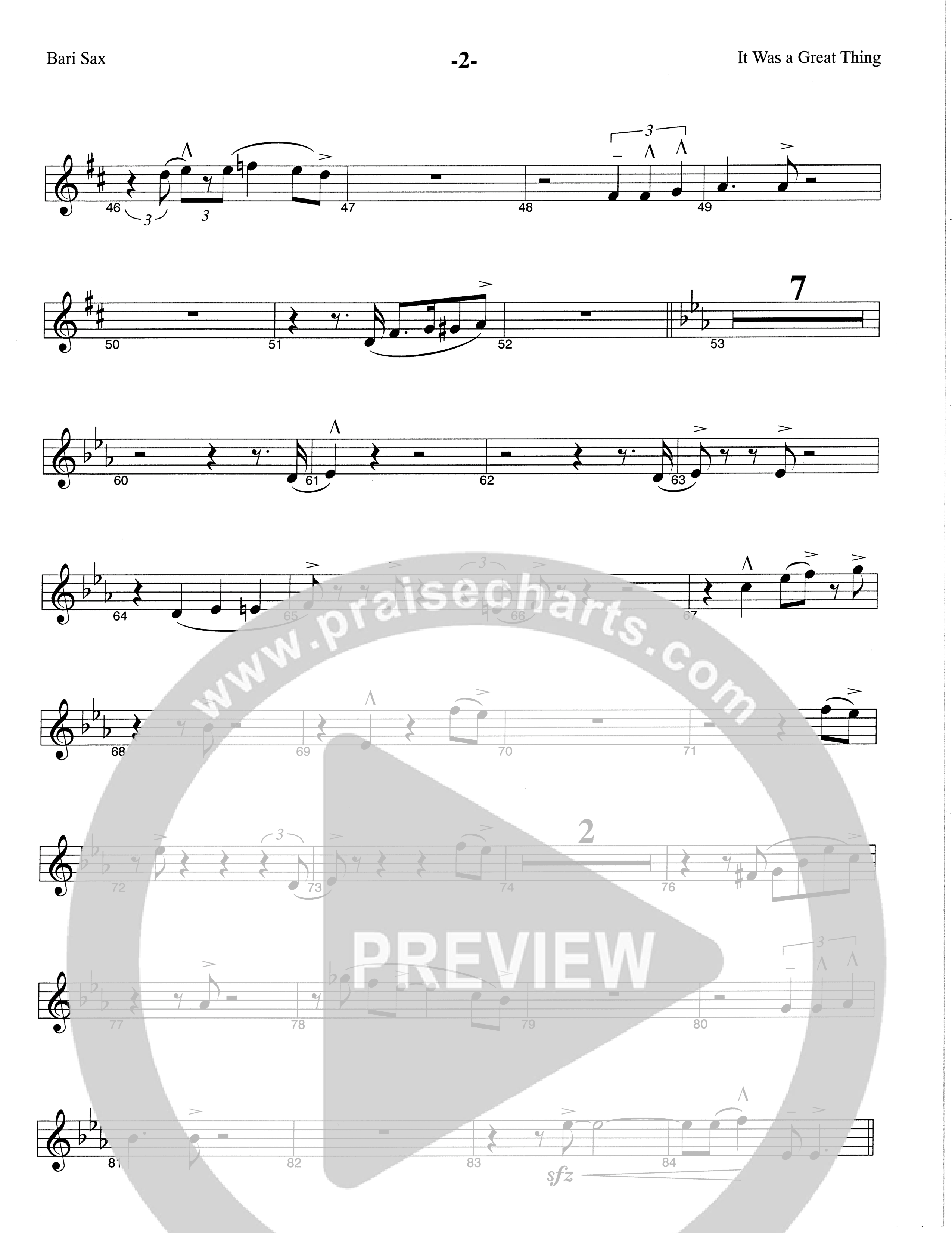 It Was A Great Thing (Choral Anthem SATB) Bari Sax (The Brooklyn Tabernacle Choir / Arr. Carol Cymbala)