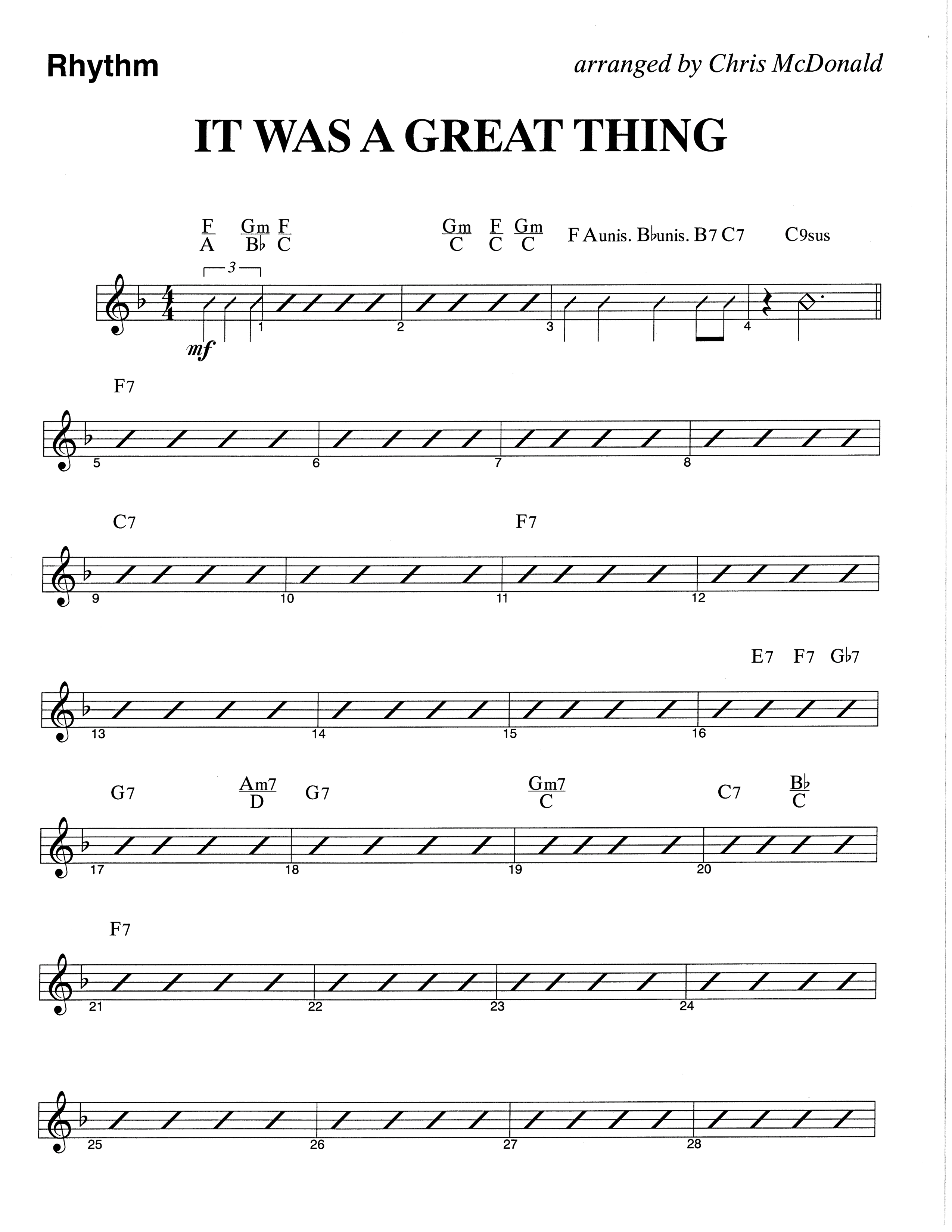 It Was A Great Thing (Choral Anthem SATB) Rhythm Chart (The Brooklyn Tabernacle Choir / Arr. Carol Cymbala)