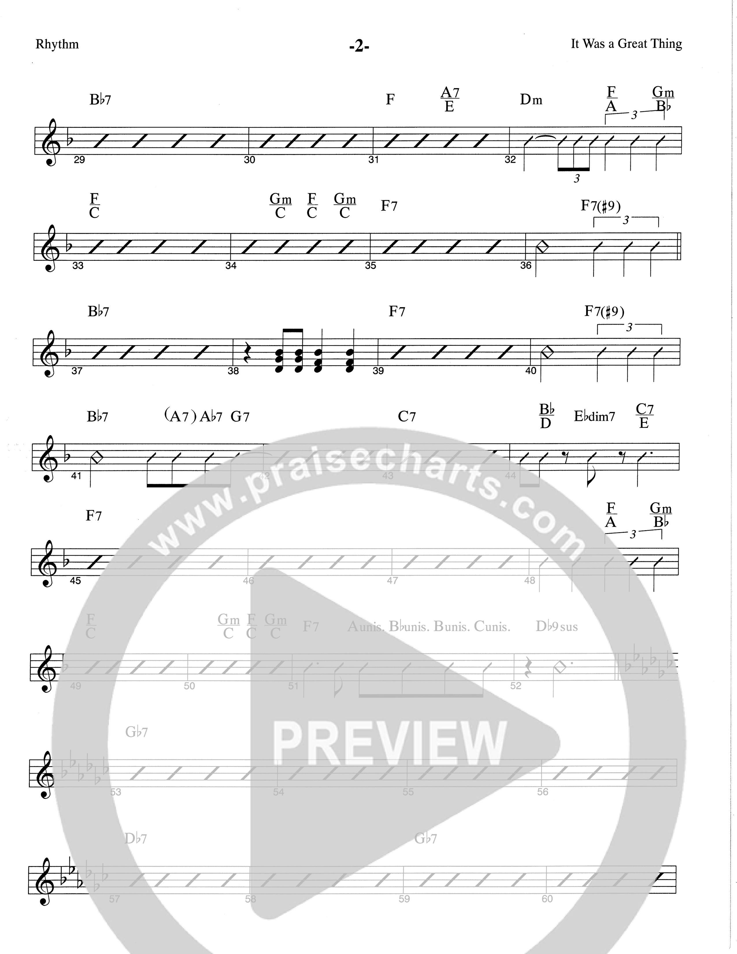 It Was A Great Thing (Choral Anthem SATB) Rhythm Chart (The Brooklyn Tabernacle Choir / Arr. Carol Cymbala)