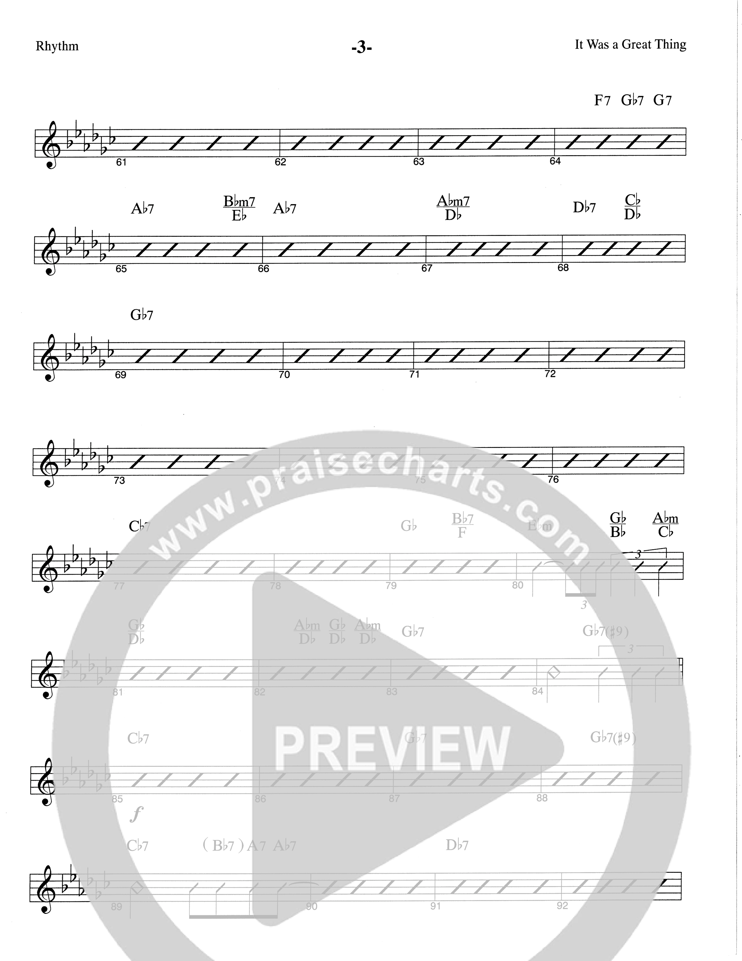 It Was A Great Thing (Choral Anthem SATB) Rhythm Chart (The Brooklyn Tabernacle Choir / Arr. Carol Cymbala)