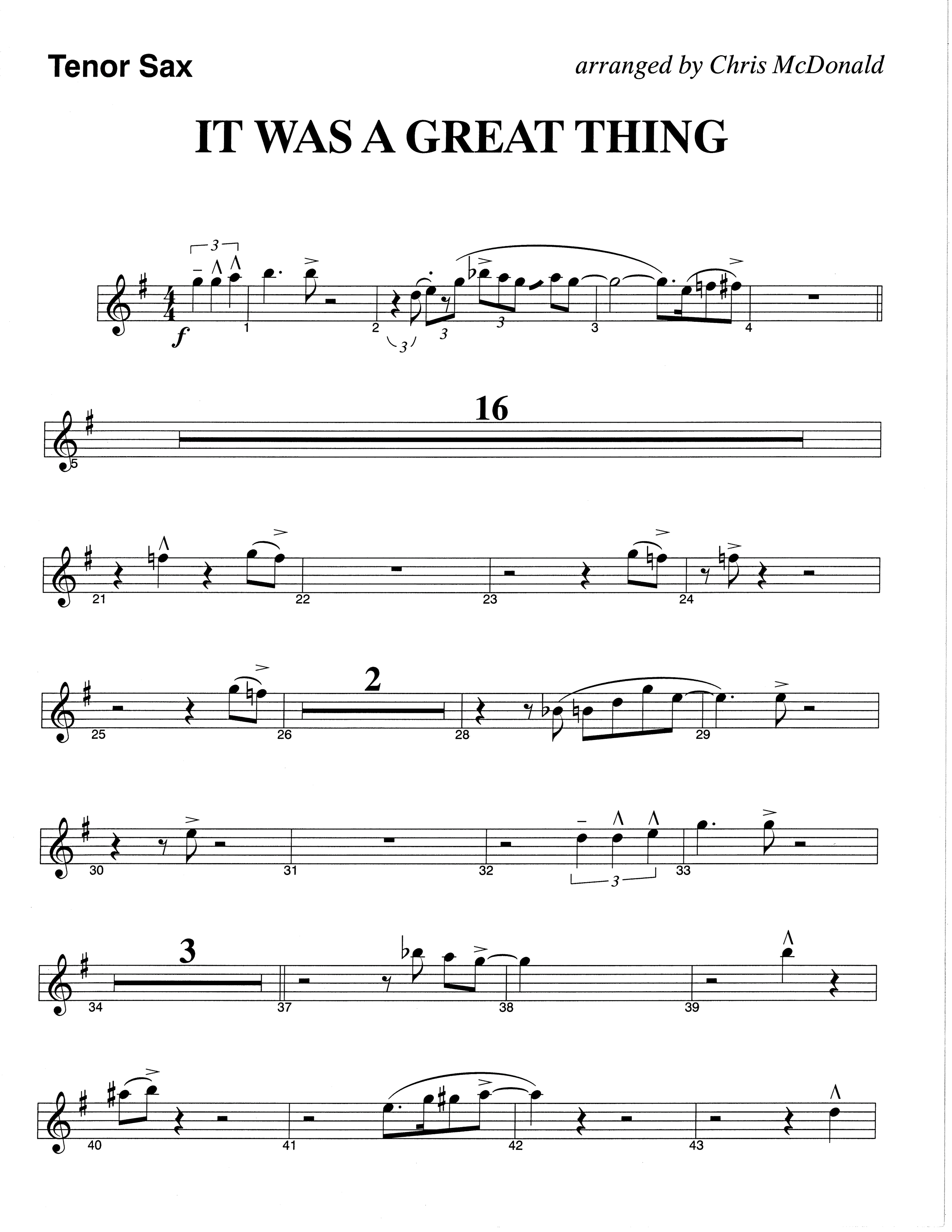 It Was A Great Thing (Choral Anthem SATB) Tenor Sax/Baritone T.C. (The Brooklyn Tabernacle Choir / Arr. Carol Cymbala)