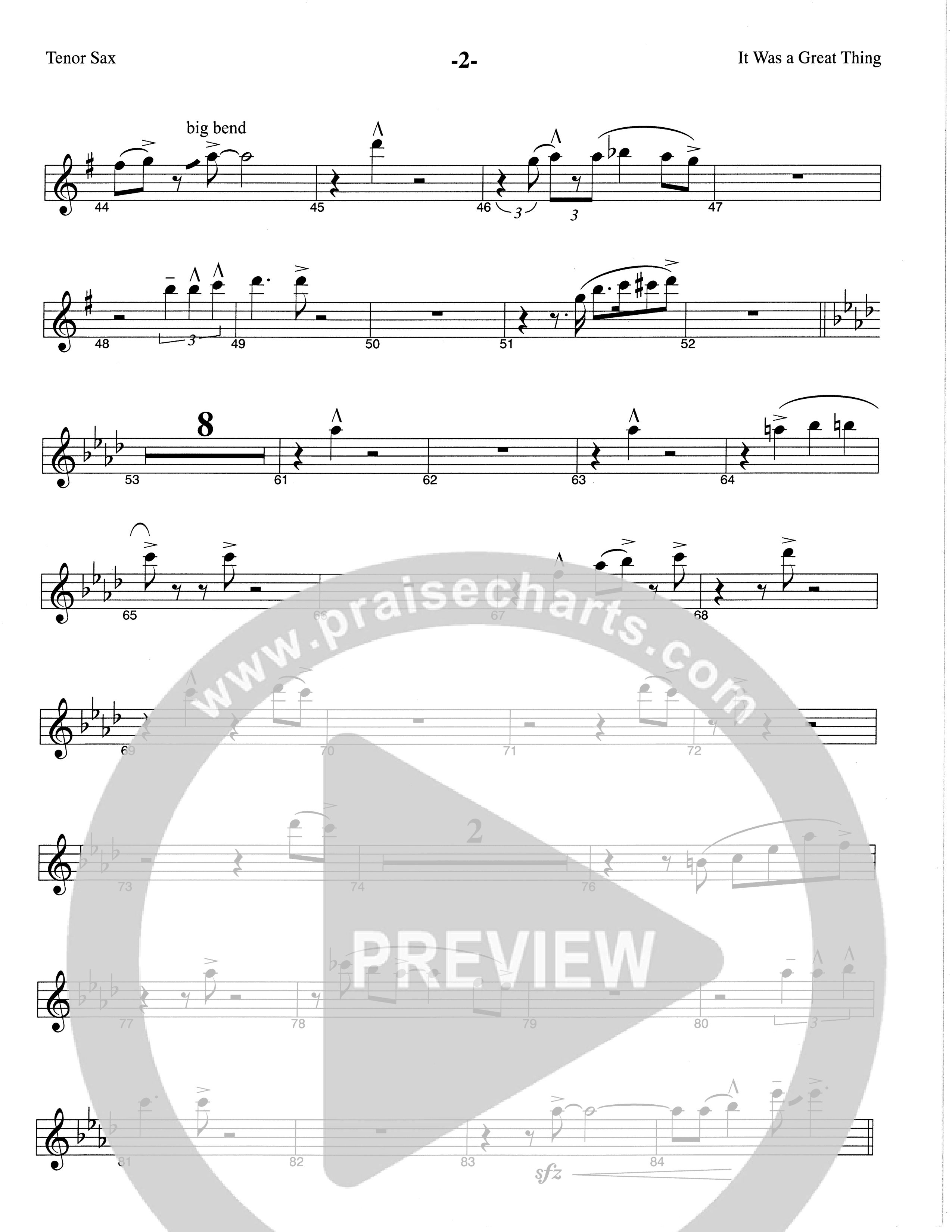 It Was A Great Thing (Choral Anthem SATB) Tenor Sax/Baritone T.C. (The Brooklyn Tabernacle Choir / Arr. Carol Cymbala)