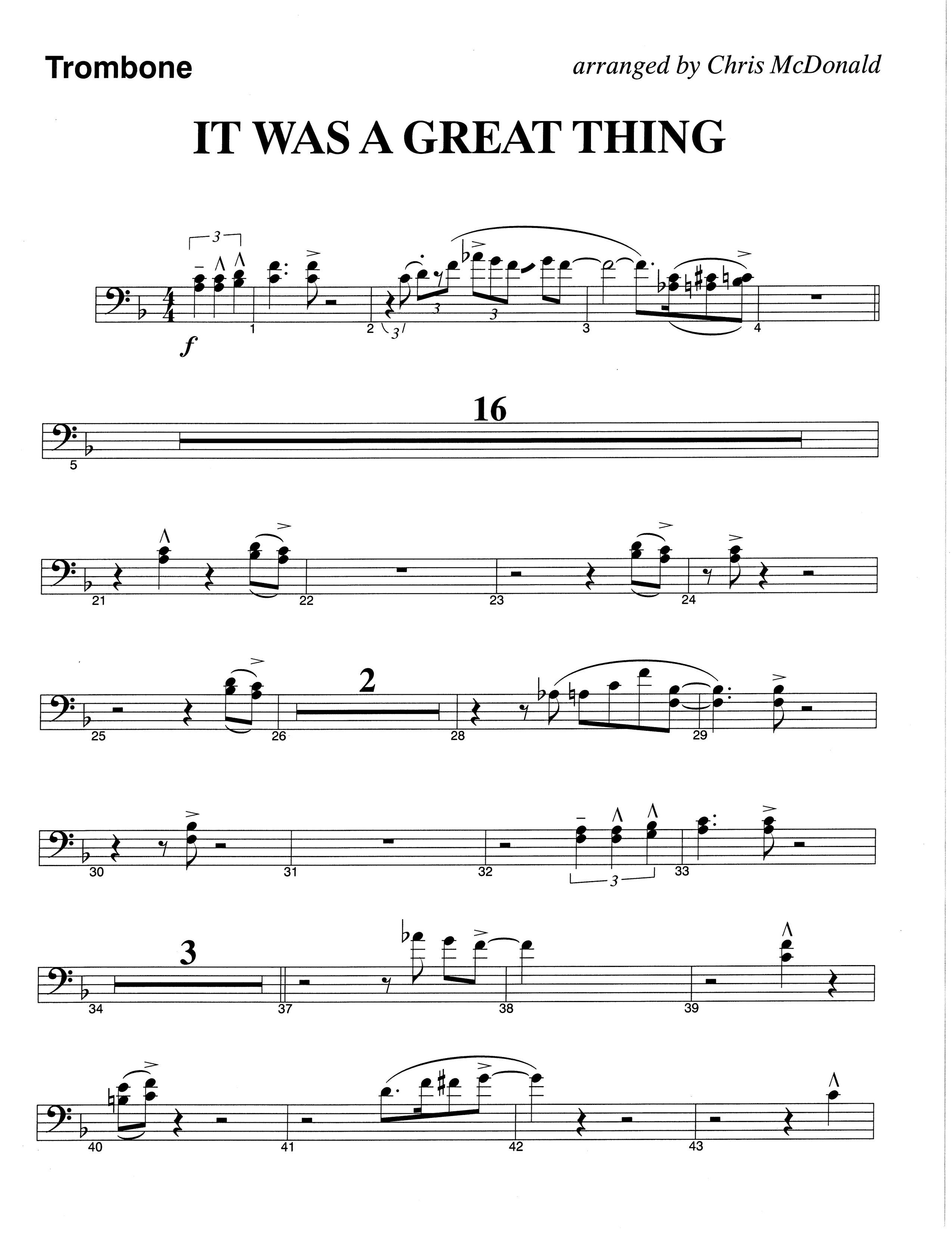 It Was A Great Thing (Choral Anthem SATB) Trombone (The Brooklyn Tabernacle Choir / Arr. Carol Cymbala)