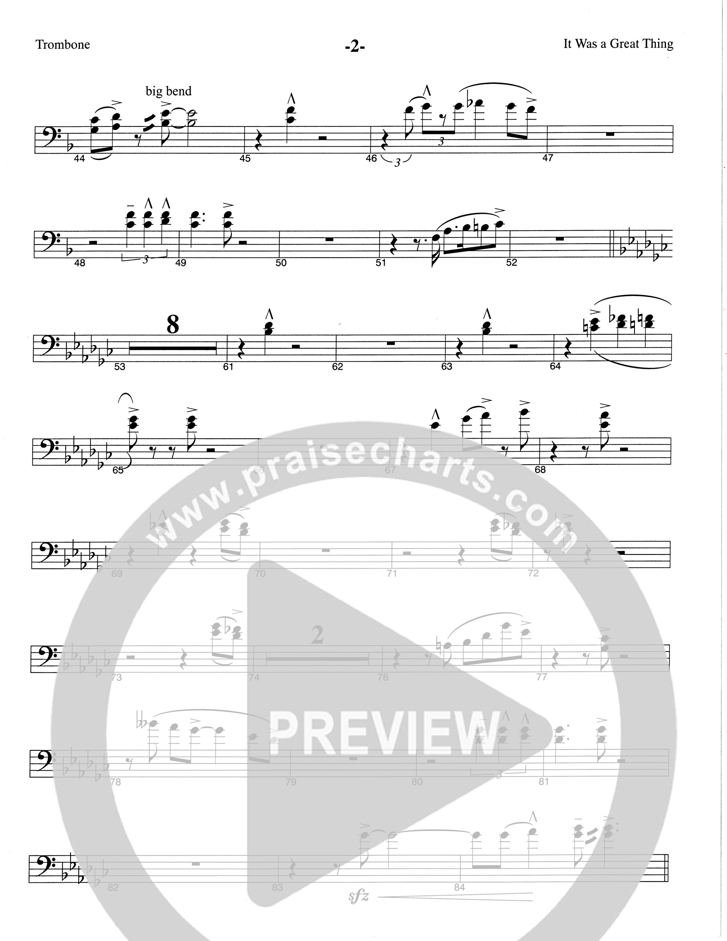 It Was A Great Thing (Choral Anthem SATB) Trombone (The Brooklyn Tabernacle Choir / Arr. Carol Cymbala)