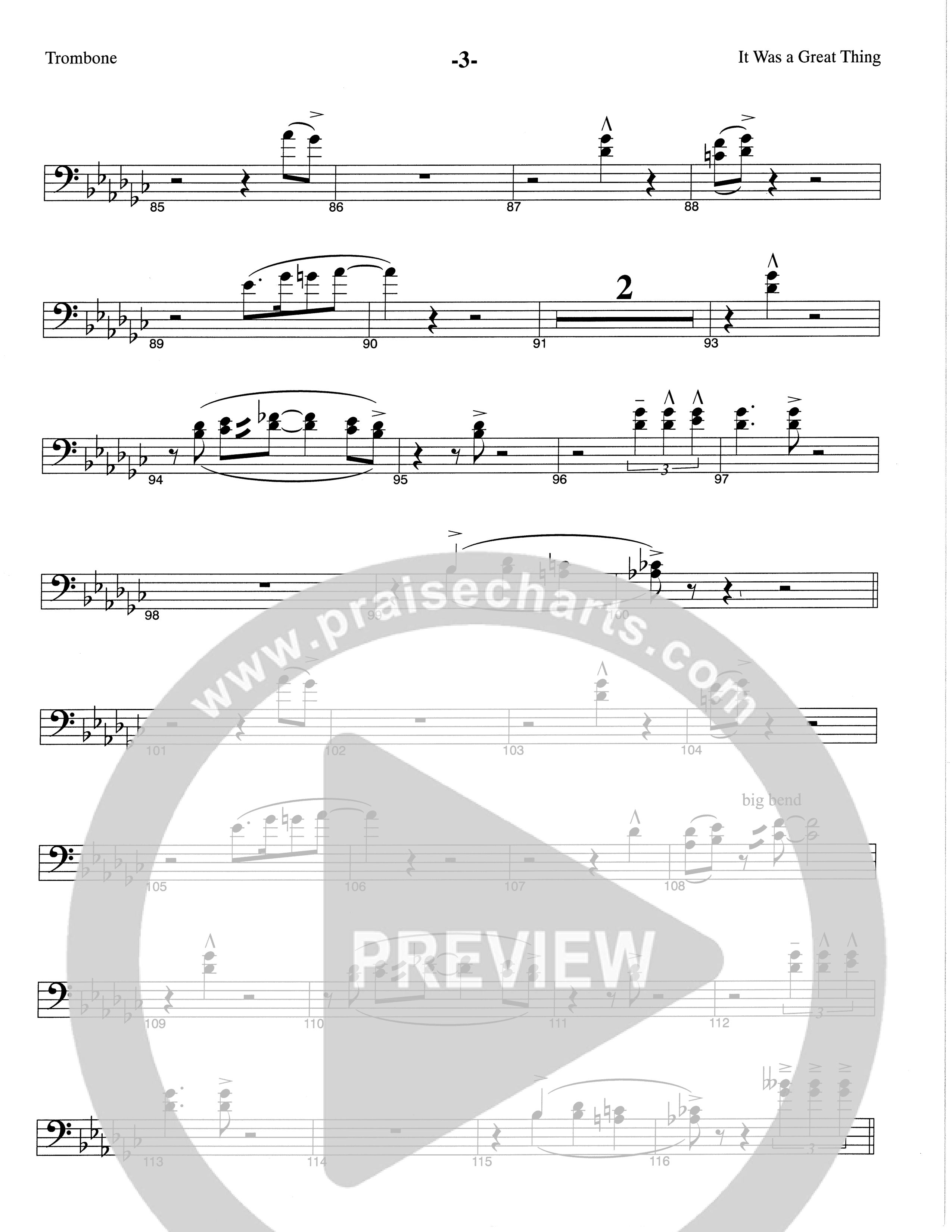 It Was A Great Thing (Choral Anthem SATB) Trombone (The Brooklyn Tabernacle Choir / Arr. Carol Cymbala)