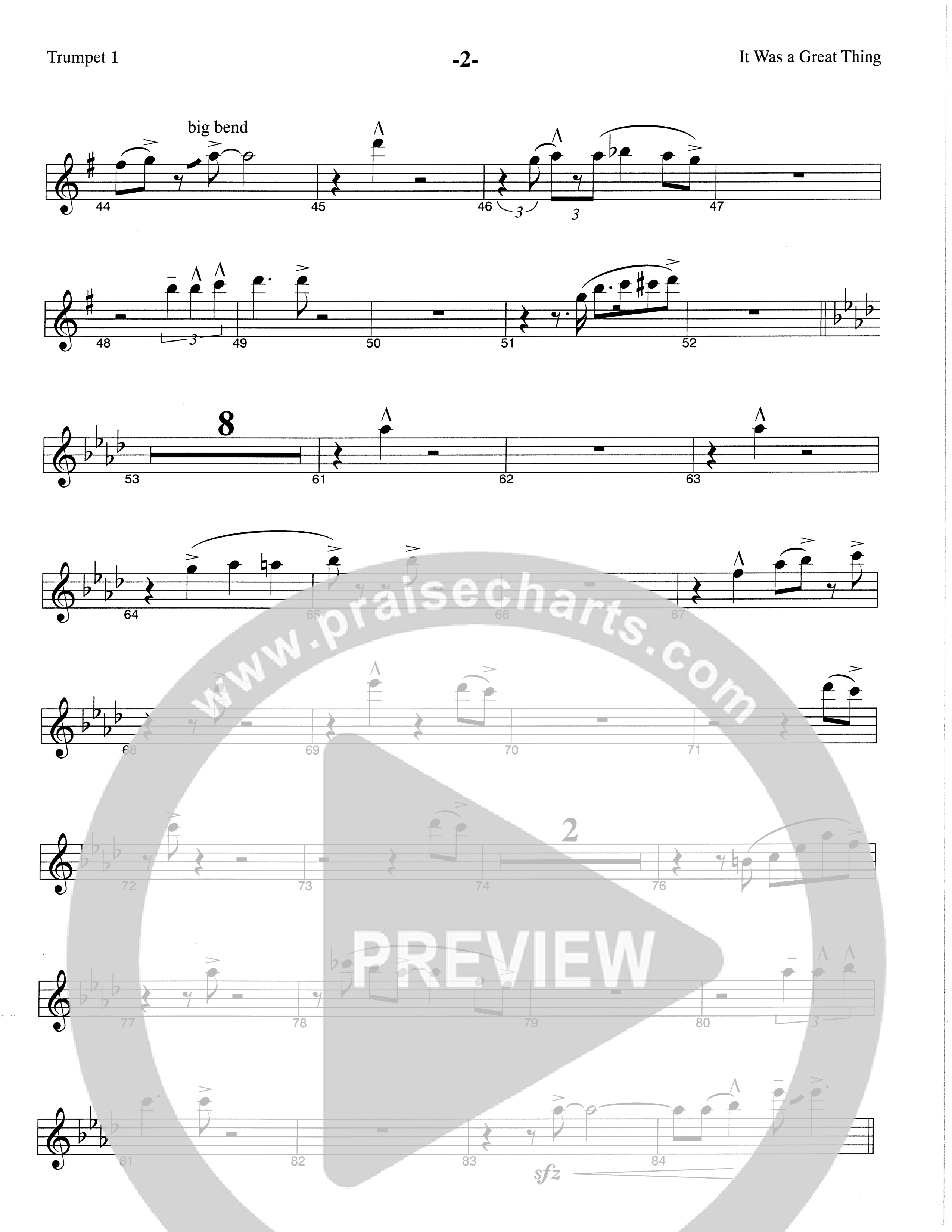 It Was A Great Thing (Choral Anthem SATB) Trumpet 1 (The Brooklyn Tabernacle Choir / Arr. Carol Cymbala)