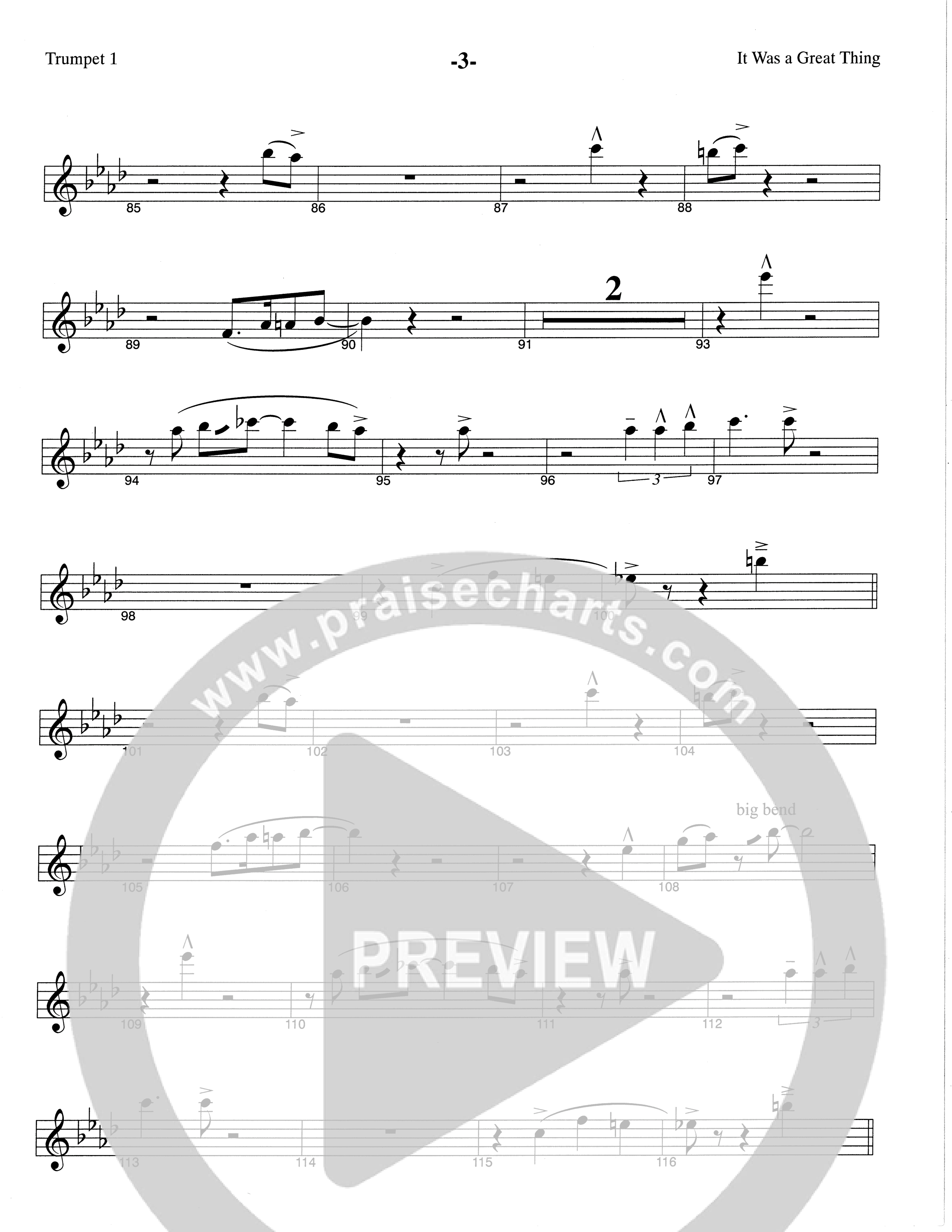 It Was A Great Thing (Choral Anthem SATB) Trumpet 1 (The Brooklyn Tabernacle Choir / Arr. Carol Cymbala)