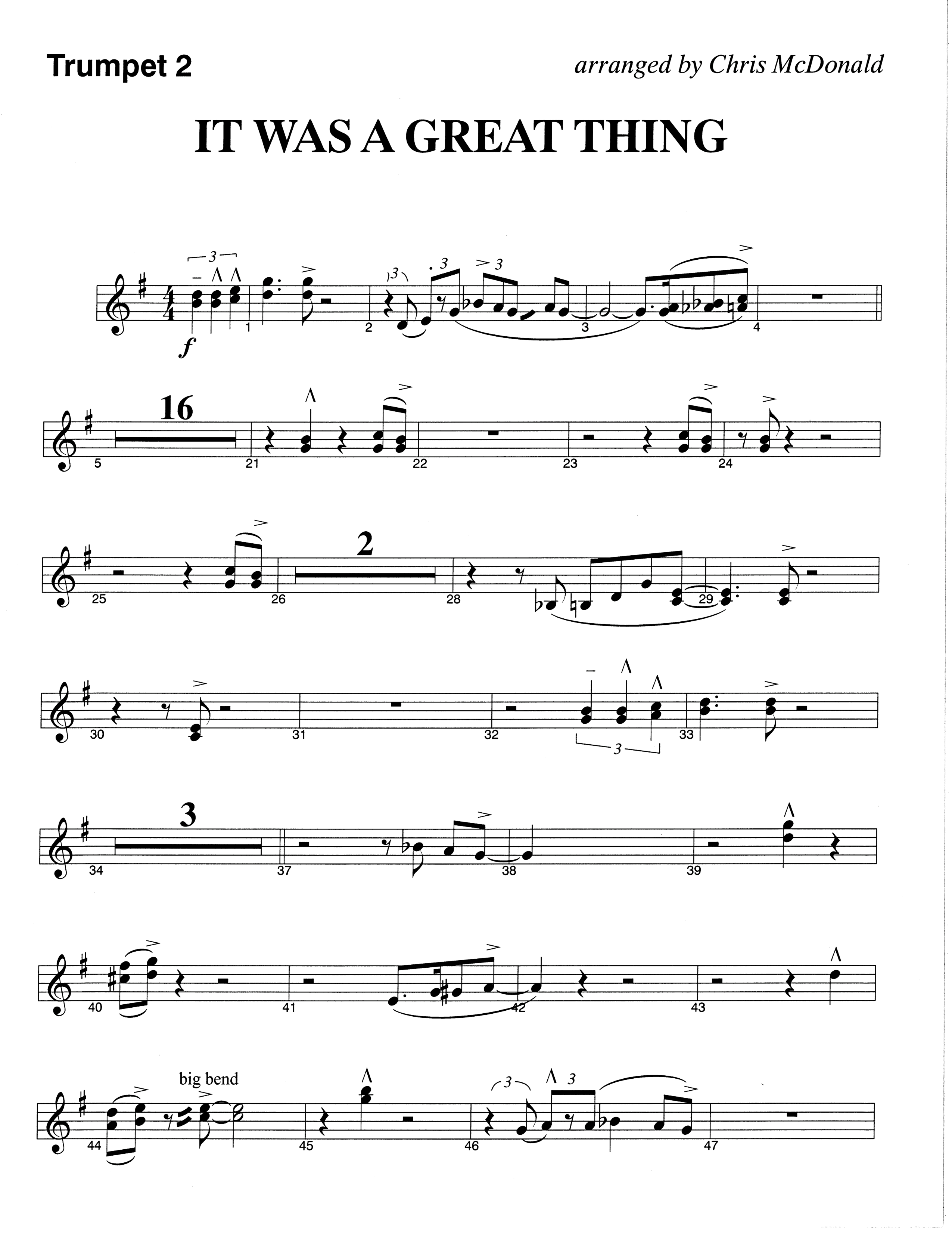 It Was A Great Thing (Choral Anthem SATB) Trumpet 2 (The Brooklyn Tabernacle Choir / Arr. Carol Cymbala)