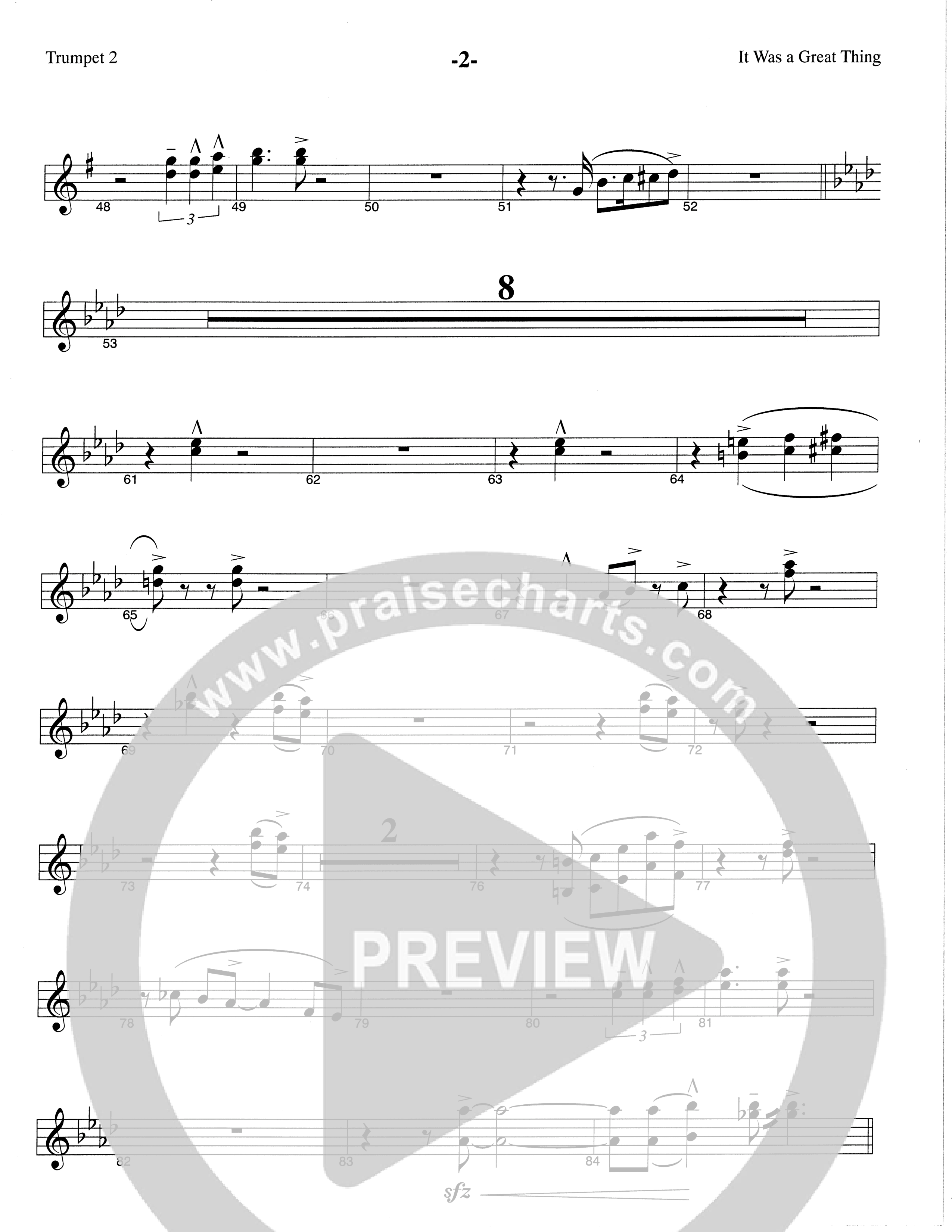 It Was A Great Thing (Choral Anthem SATB) Trumpet 2 (The Brooklyn Tabernacle Choir / Arr. Carol Cymbala)