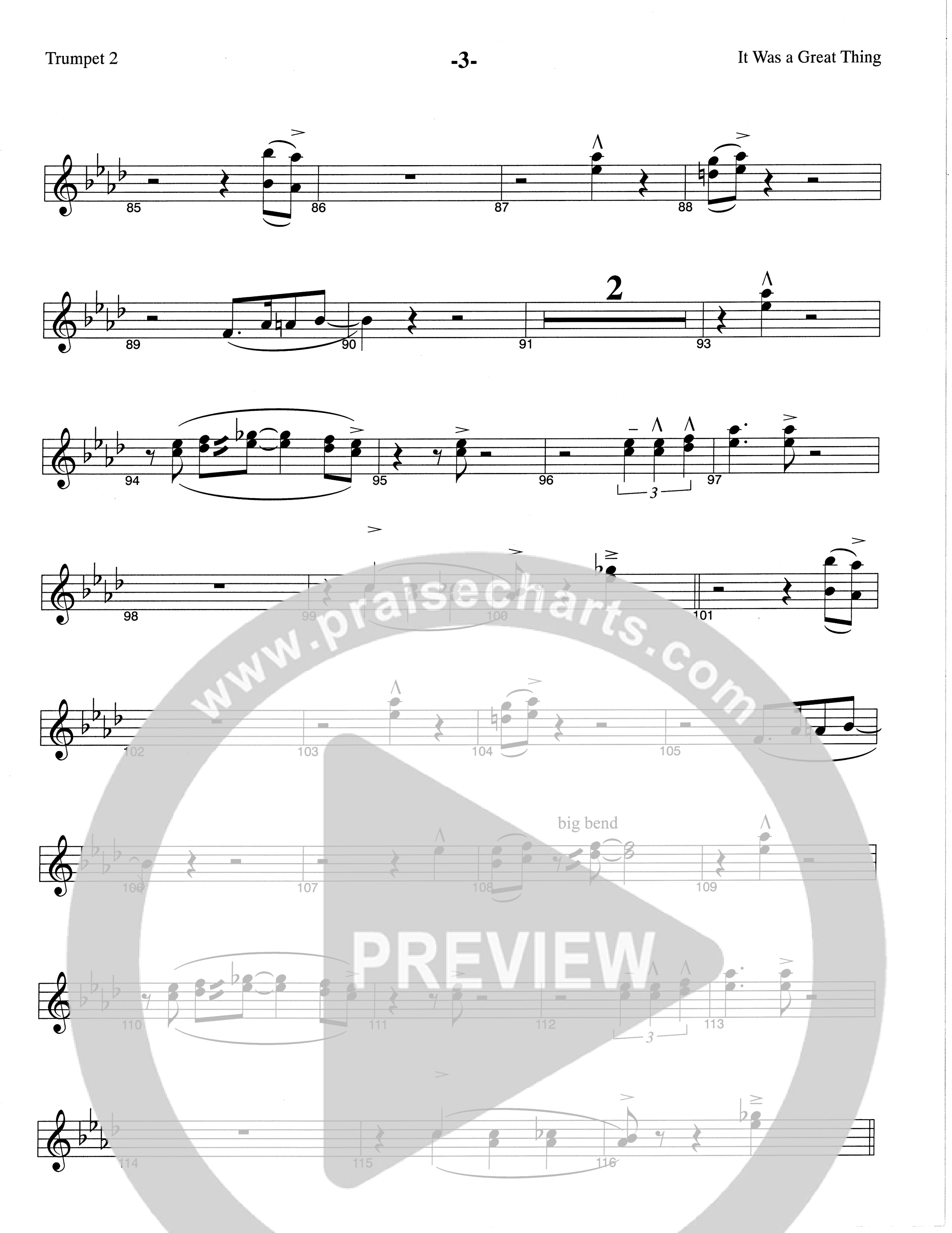 It Was A Great Thing (Choral Anthem SATB) Trumpet 2 (The Brooklyn Tabernacle Choir / Arr. Carol Cymbala)