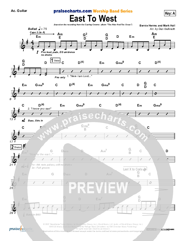 East To West Rhythm Chart (Casting Crowns)