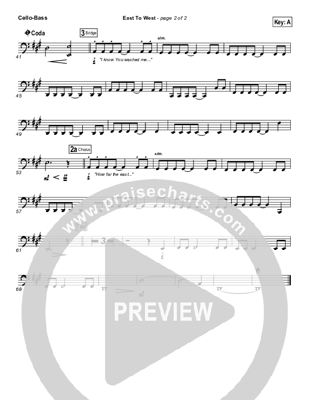 East To West Cello/Bass (Casting Crowns)