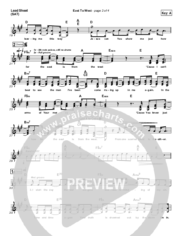 East To West Lead Sheet (Casting Crowns)