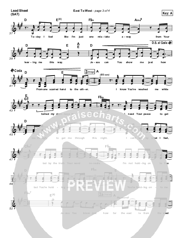 East To West Lead Sheet (Casting Crowns)